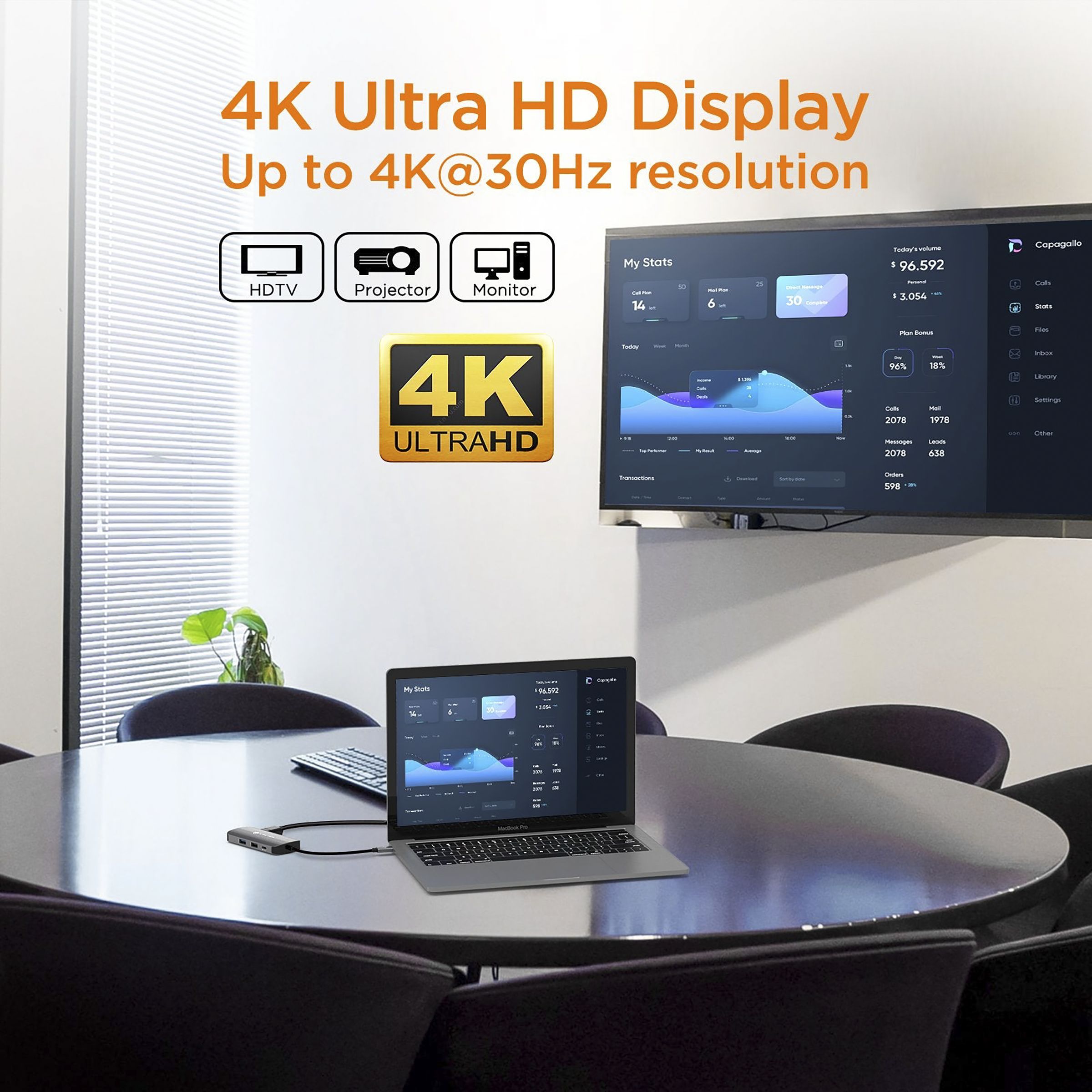 NOVOO 7-in-1 USB 3.0 Type C to USB 2.0 Type C, USB 2.0 Type A, USB 3.0 Type A, HDMI, LAN Port USB Hub (Pass-Through Charging, Dark Grey)_3