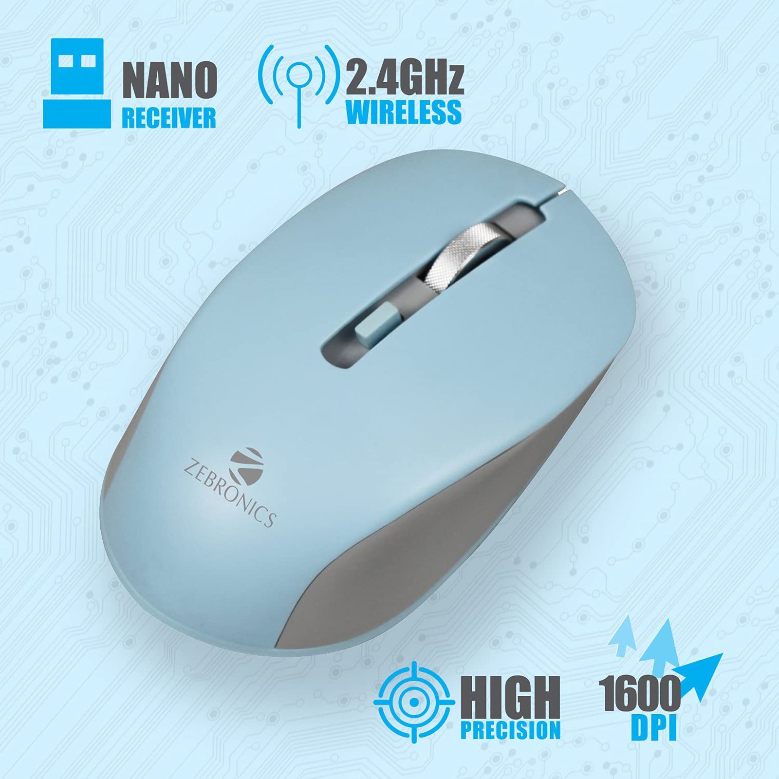Zebronics Wireless Optical Mouse (High Precision, ZEB-JAGUAR, Blue) Zebronics Wireless Optical Mouse (High Precision, ZEB-JAGUAR, Blue)_5
