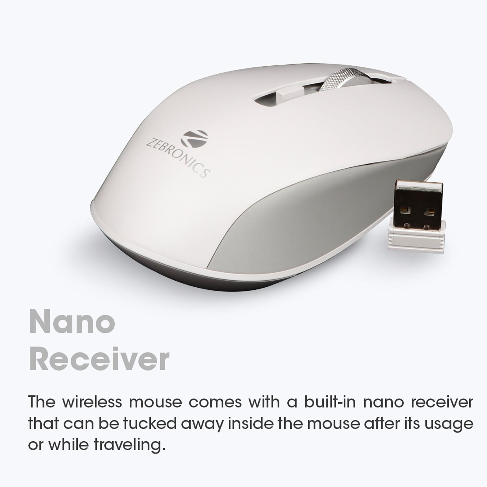 Zebronics Wireless Optical Mouse (Nano Receiver, Zeb-Jaguar White+g, Grey)_7