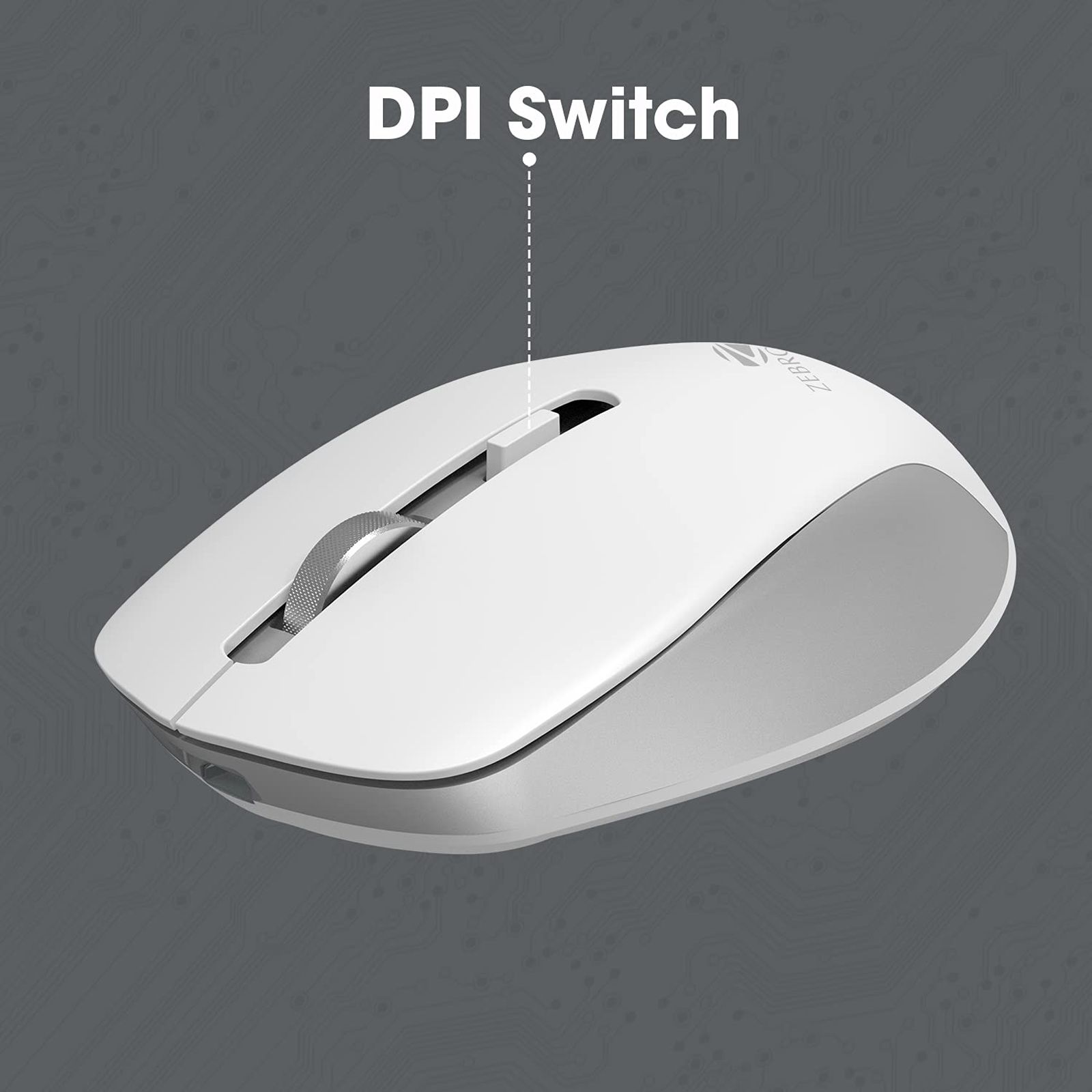 Zebronics Wireless Optical Mouse (Nano Receiver, Zeb-Jaguar White+g, Grey)_3