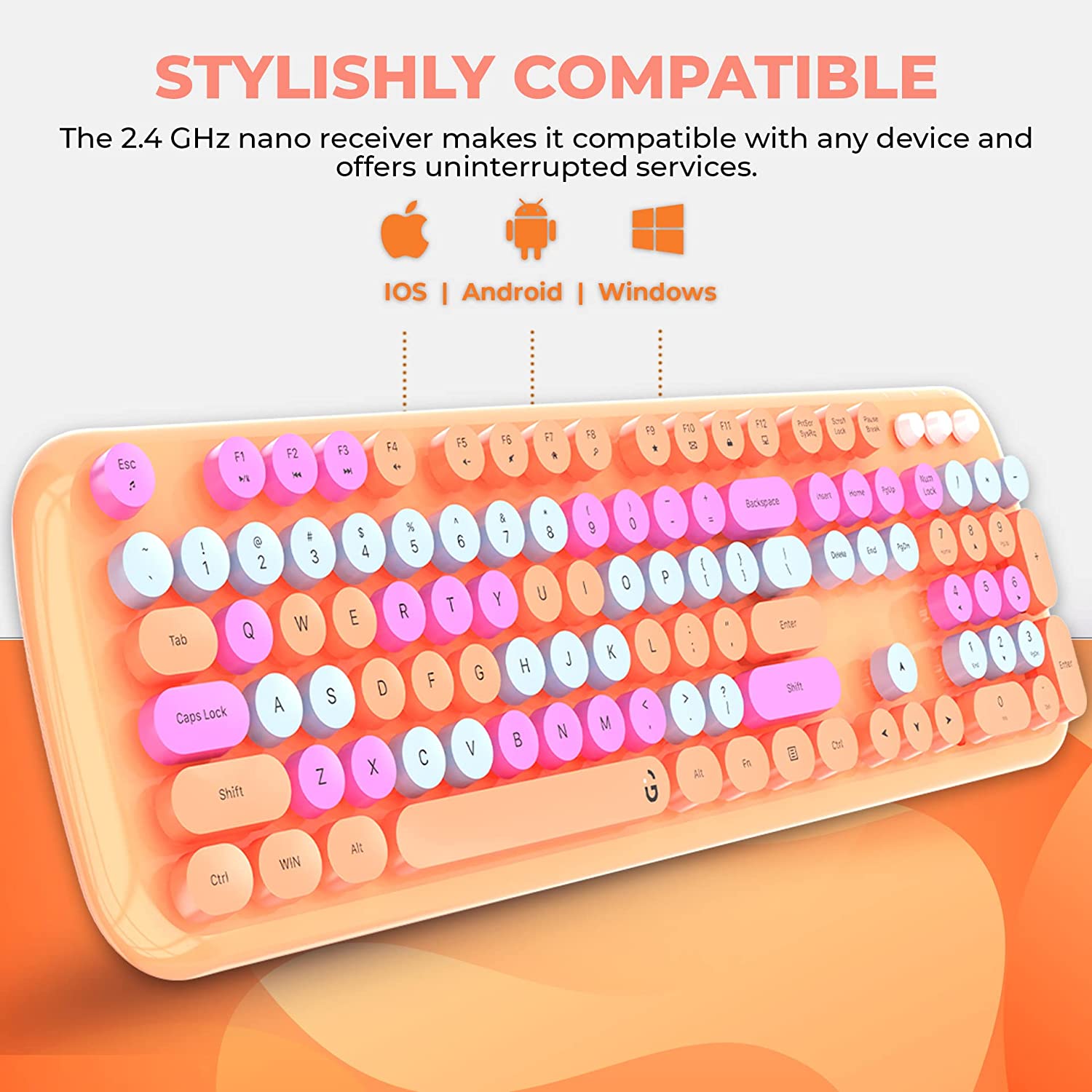 iGear KeyBee Pro Wireless Keyboard & Mouse Combo (104 Keys, 1600 DPI Adjustable, Removable Key Caps, Orange) iGear KeyBee Pro Wireless Keyboard & Mouse Combo (104 Keys, 1600 DPI Adjustable, Removable Key Caps, Orange)_7