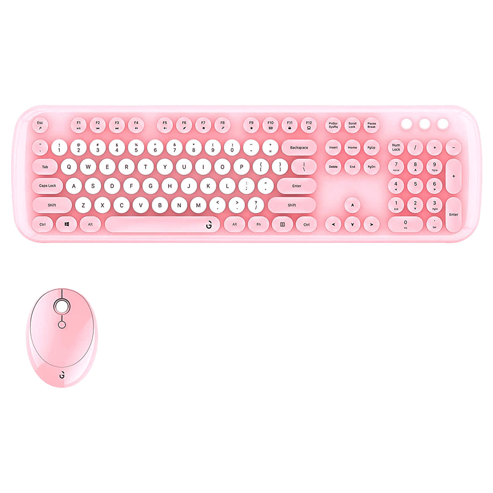 iGear KeyBee Pro Wireless Keyboard & Mouse Combo (104 Keys, 1600 DPI Adjustable, Removable Key Caps, Pink)_1