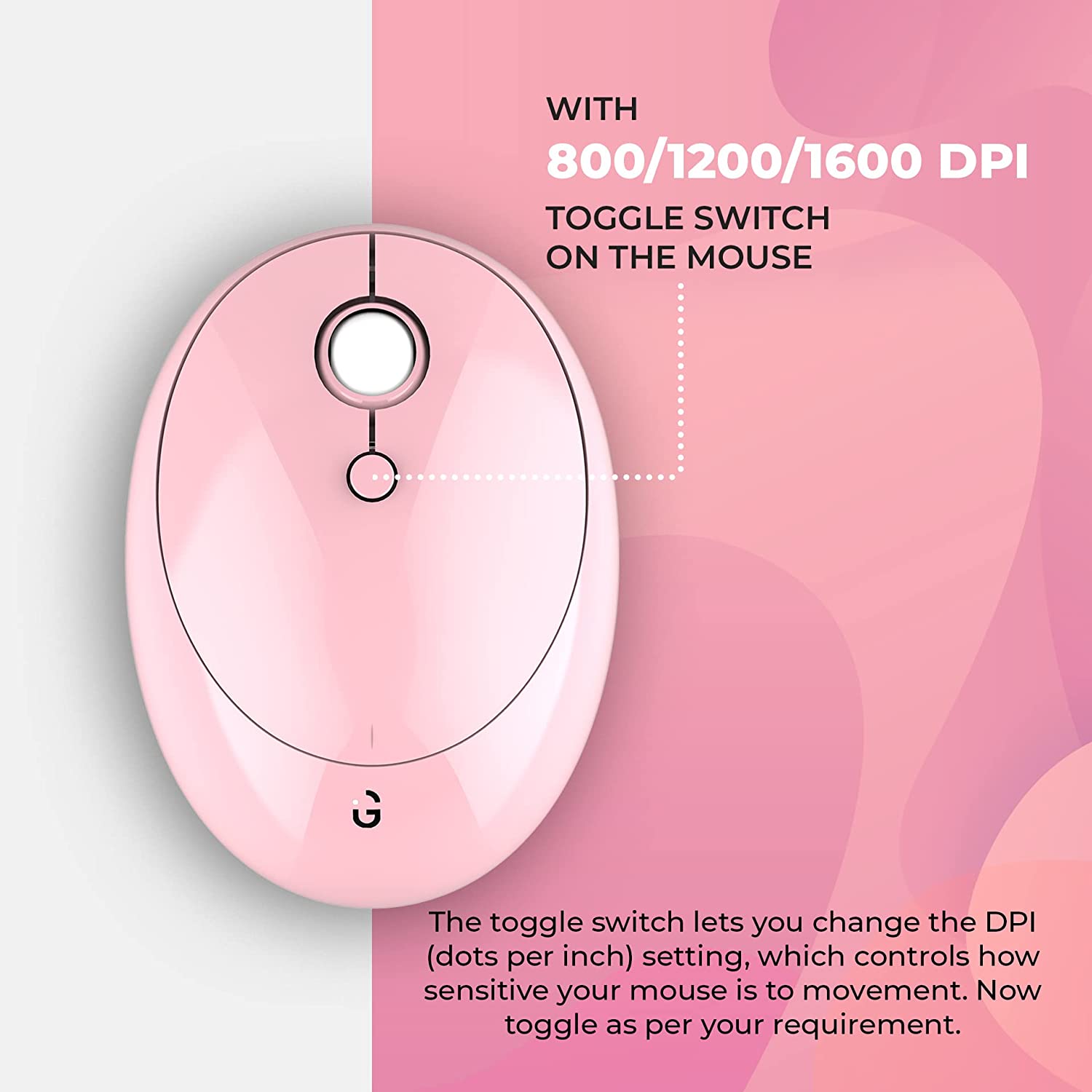 iGear KeyBee Pro Wireless Keyboard & Mouse Combo (104 Keys, 1600 DPI Adjustable, Removable Key Caps, Pink)_8