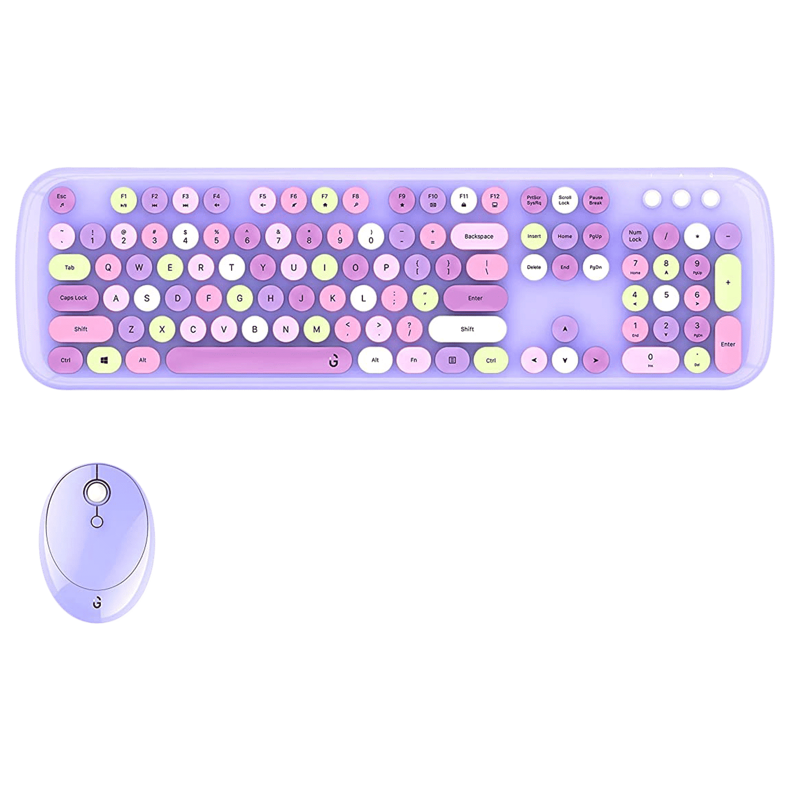 iGear KeyBee Pro Wireless Keyboard & Mouse Combo (104 Keys, 1600 DPI Adjustable, Removable Key Caps, Purple)_1