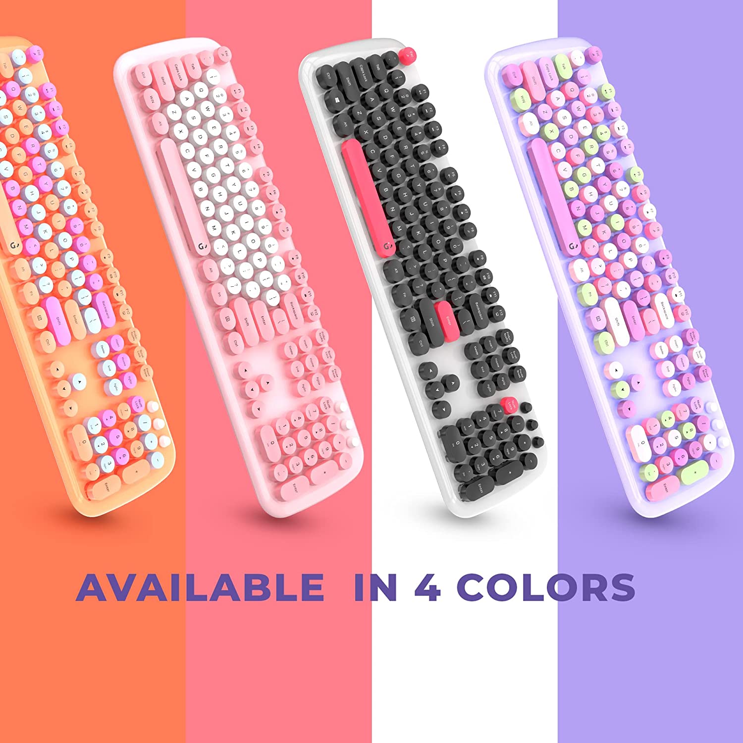 iGear KeyBee Pro Wireless Keyboard & Mouse Combo (104 Keys, 1600 DPI Adjustable, Removable Key Caps, Purple)_6