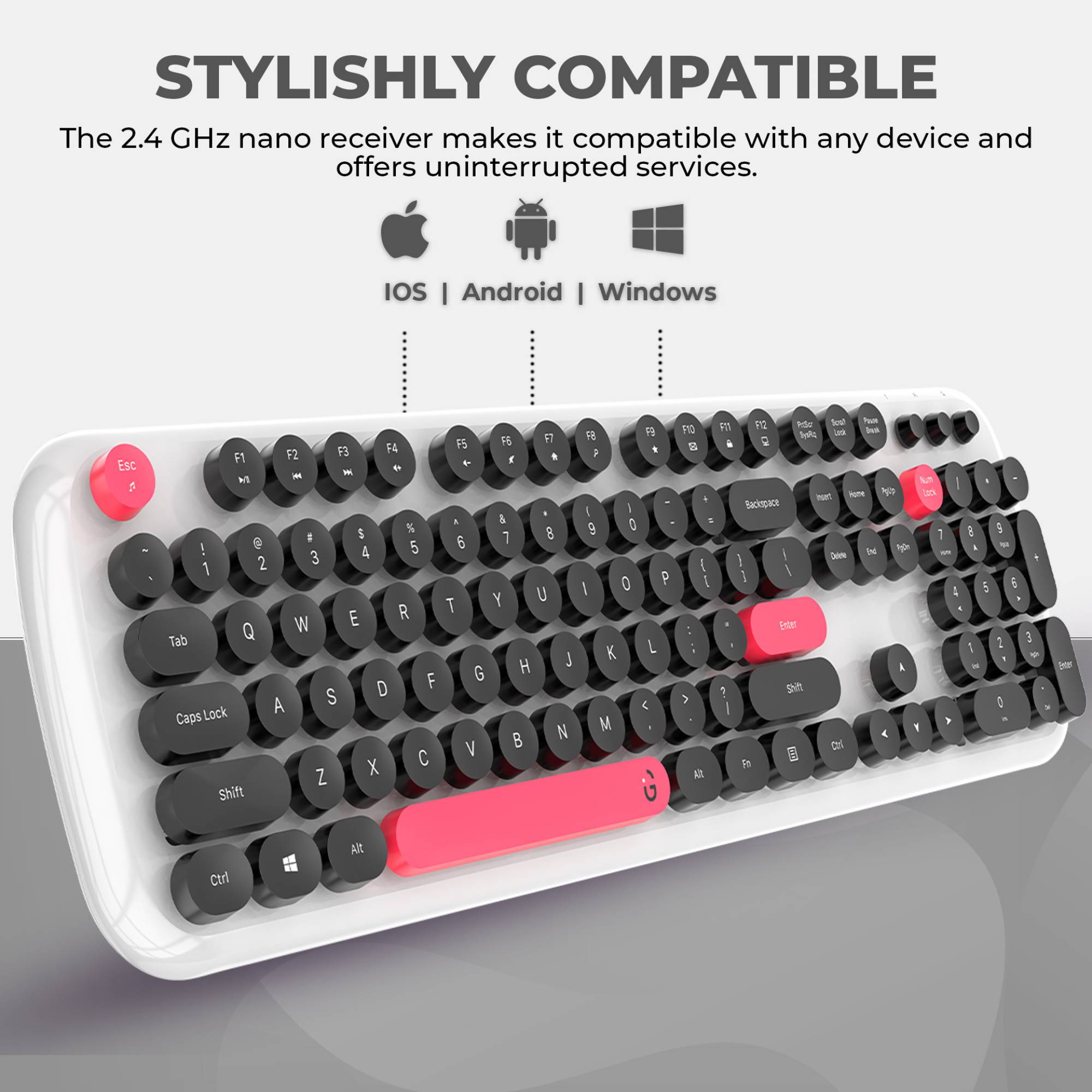 iGear KeyBee Pro Wireless Keyboard & Mouse Combo (100 Keys, 1600 DPI Adjustable, Removable Key Caps, White) iGear KeyBee Pro Wireless Keyboard & Mouse Combo (100 Keys, 1600 DPI Adjustable, Removable Key Caps, White)_9