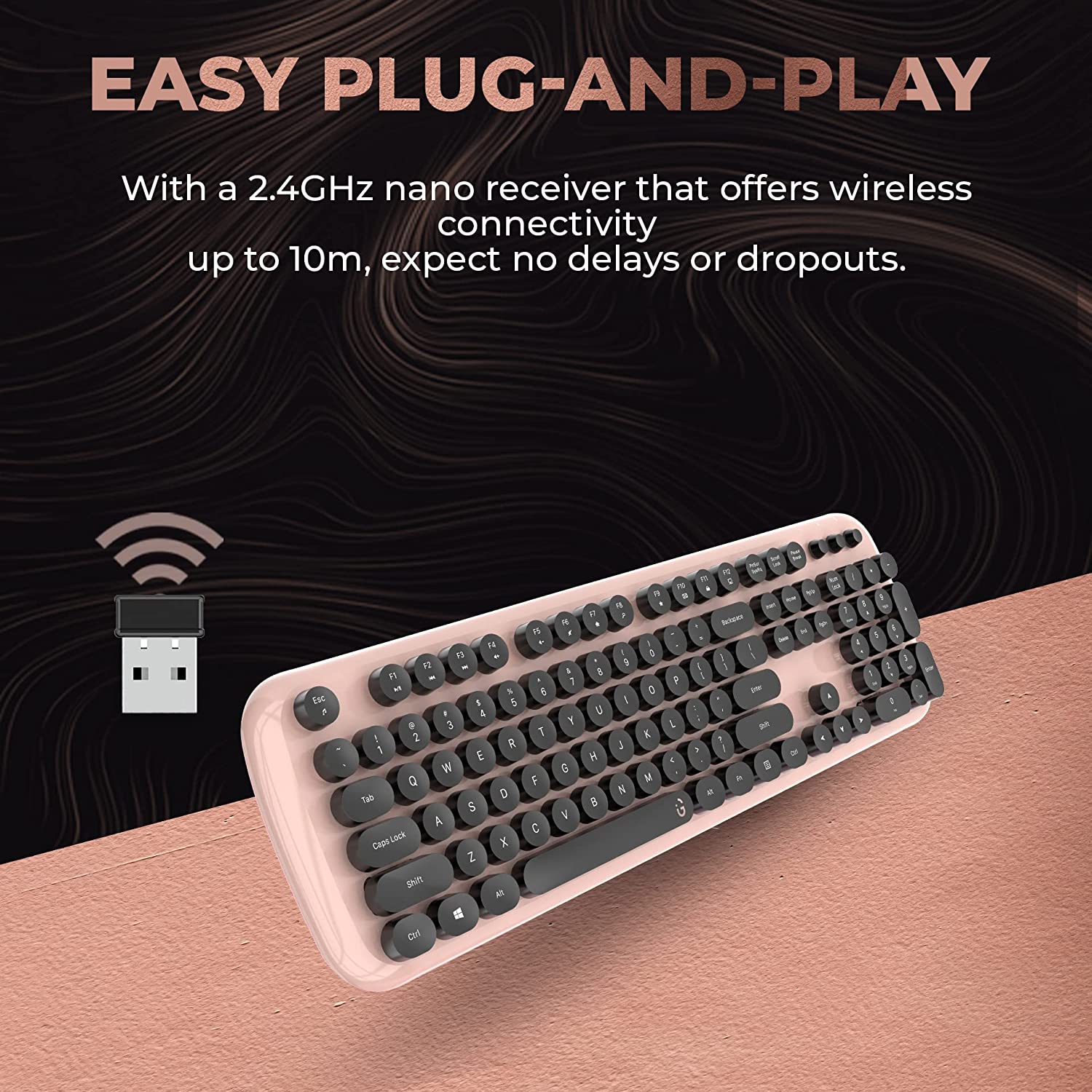 iGear KeyBee Pro Limited Edition Wireless Keyboard & Mouse Combo (104 Keys, 1600 DPI Adjustable, Plug & Play, White)_6