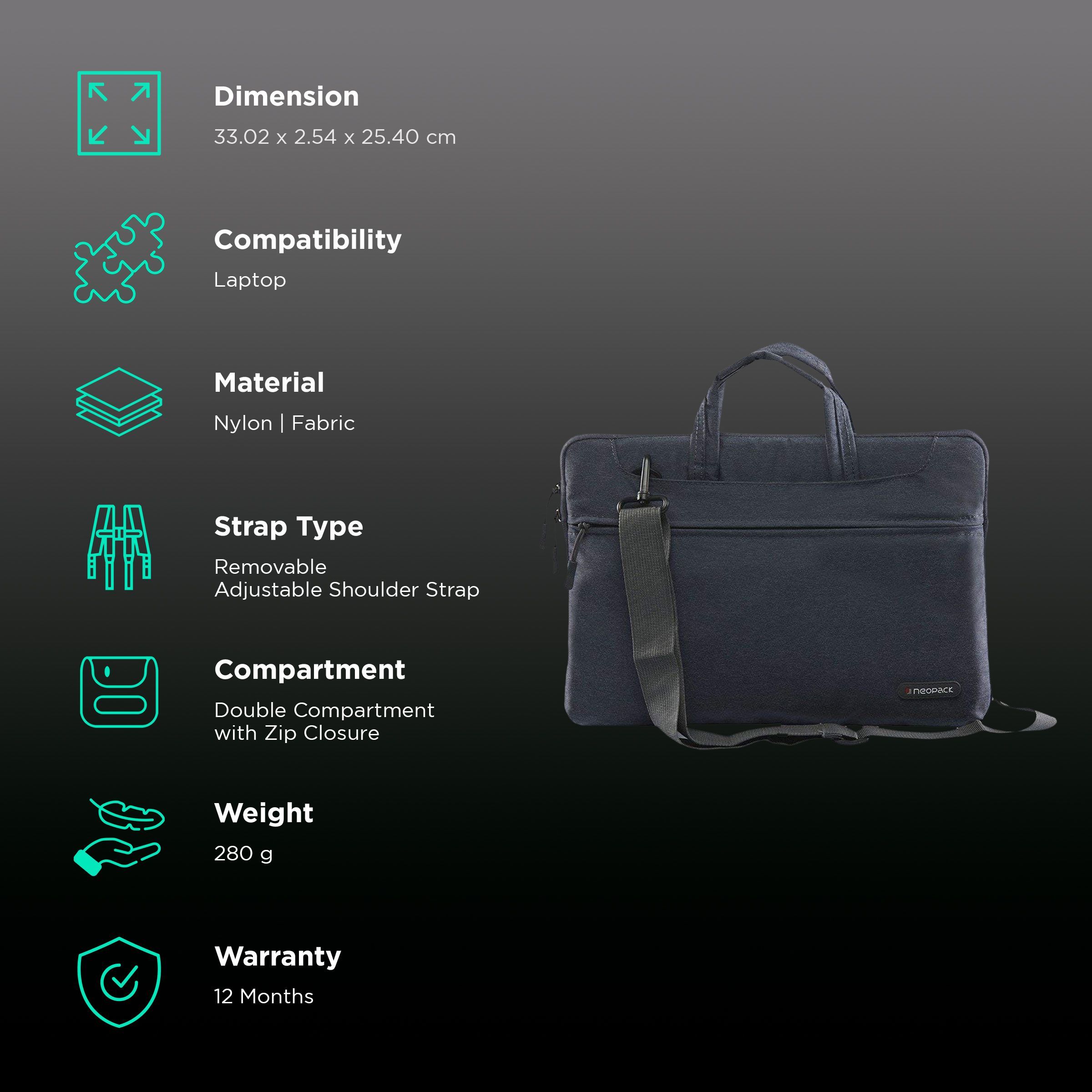 neopack Svelte Nylon, Fabric Laptop Sling Bag for 13.3 & 14.2 Inch Laptop (Lightweight, Navy Blue) neopack Svelte Nylon, Fabric Laptop Sling Bag for 13.3 & 14.2 Inch Laptop (Lightweight, Navy Blue)_2