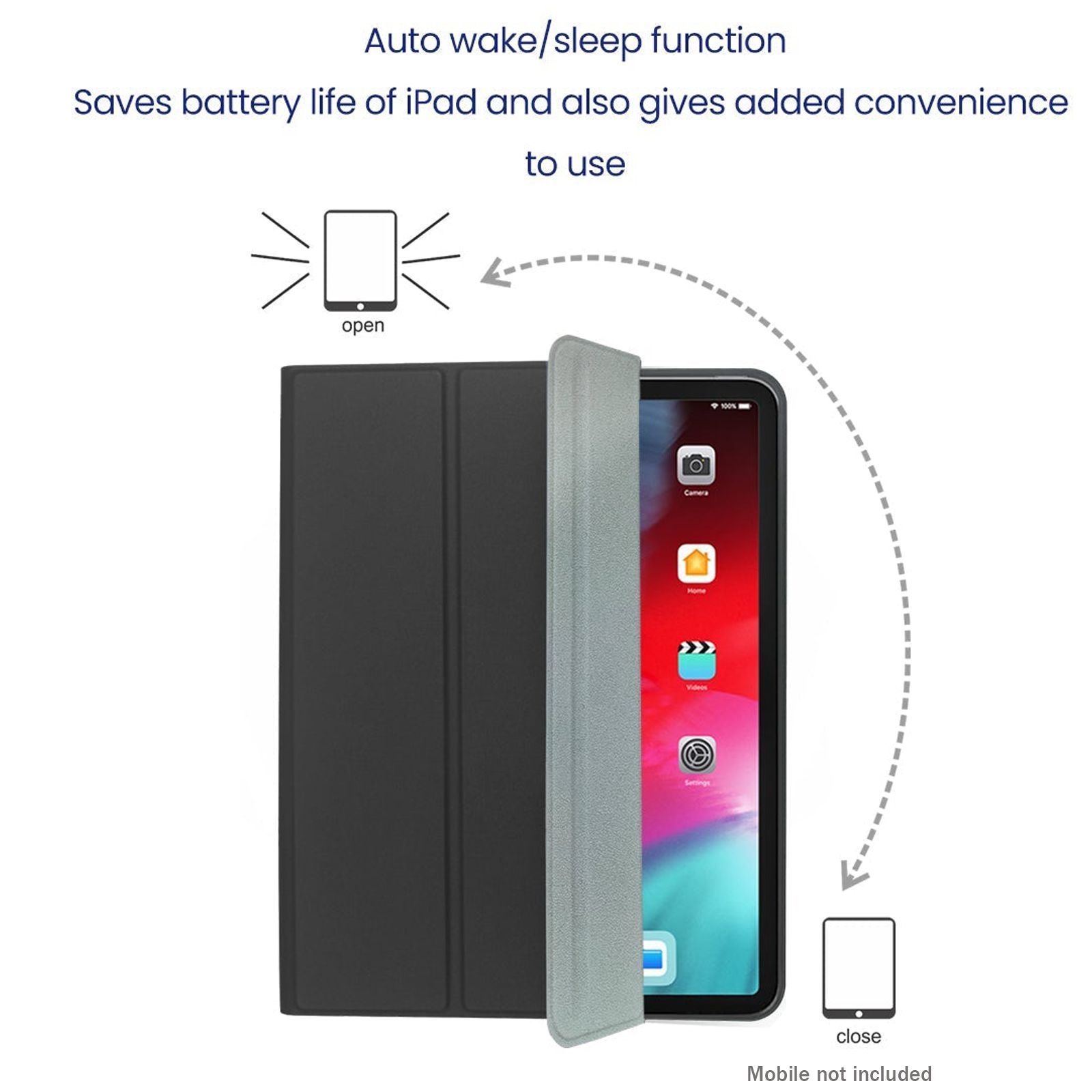 Stuffcool Flex Faux Leather Flip Cover for Apple iPad Mini 8.3 Inch (6th Gen) (Built-in Pencil Holder, Black)_3