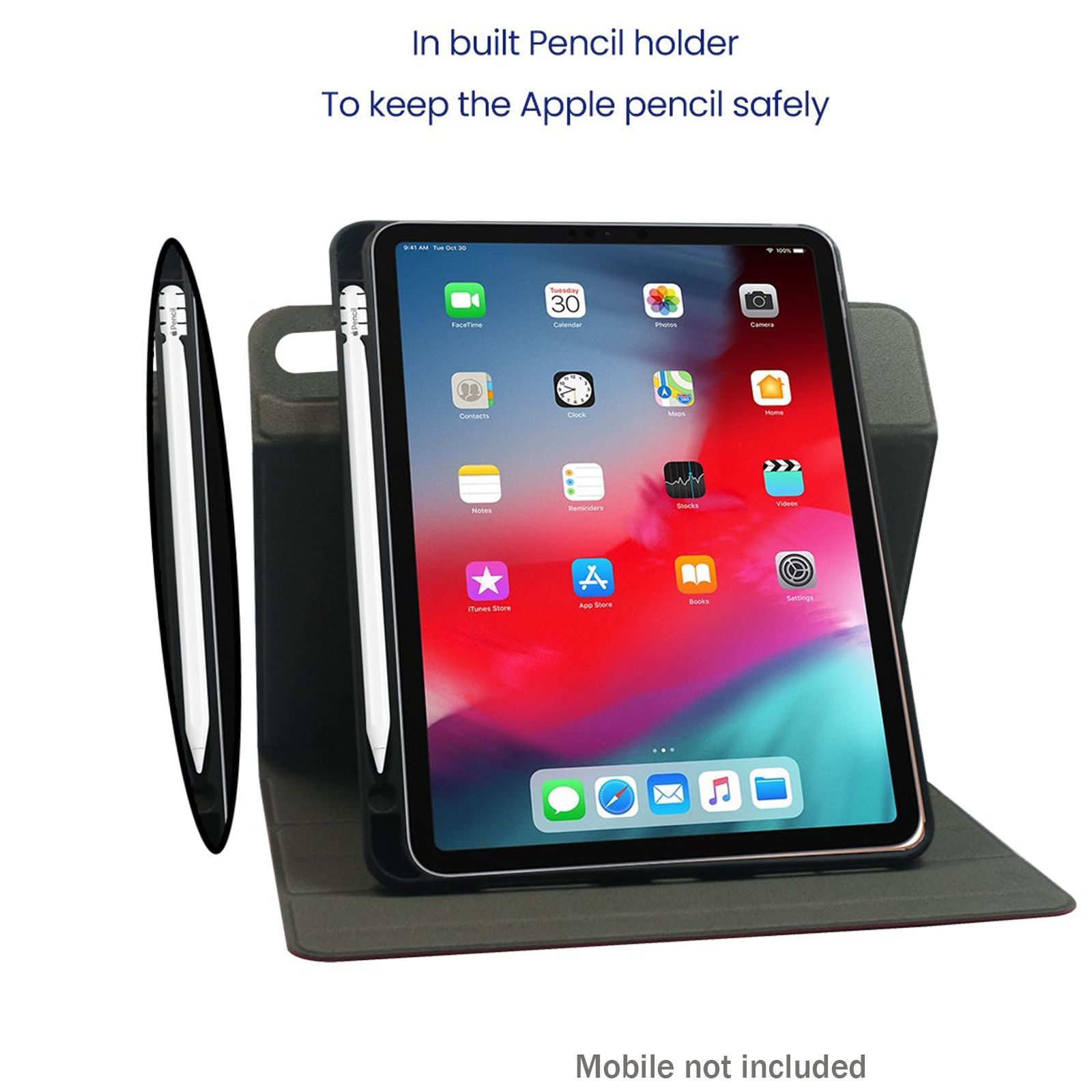 Stuffcool Flex Faux Leather Flip Cover for Apple iPad Mini 8.3 Inch (6th Gen) (Built-in Pencil Holder, Navy Blue)_9
