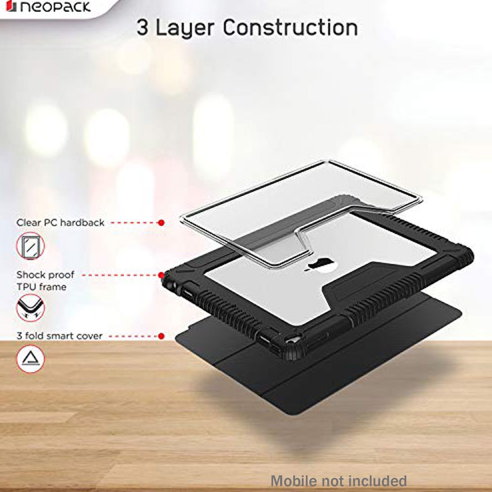 Neopack Defender Polycarbonate, TPU Flip Cover for Apple iPad Air, iPad Pro (2nd & 3rd Gen) (With Pencil Holder, Black)_3