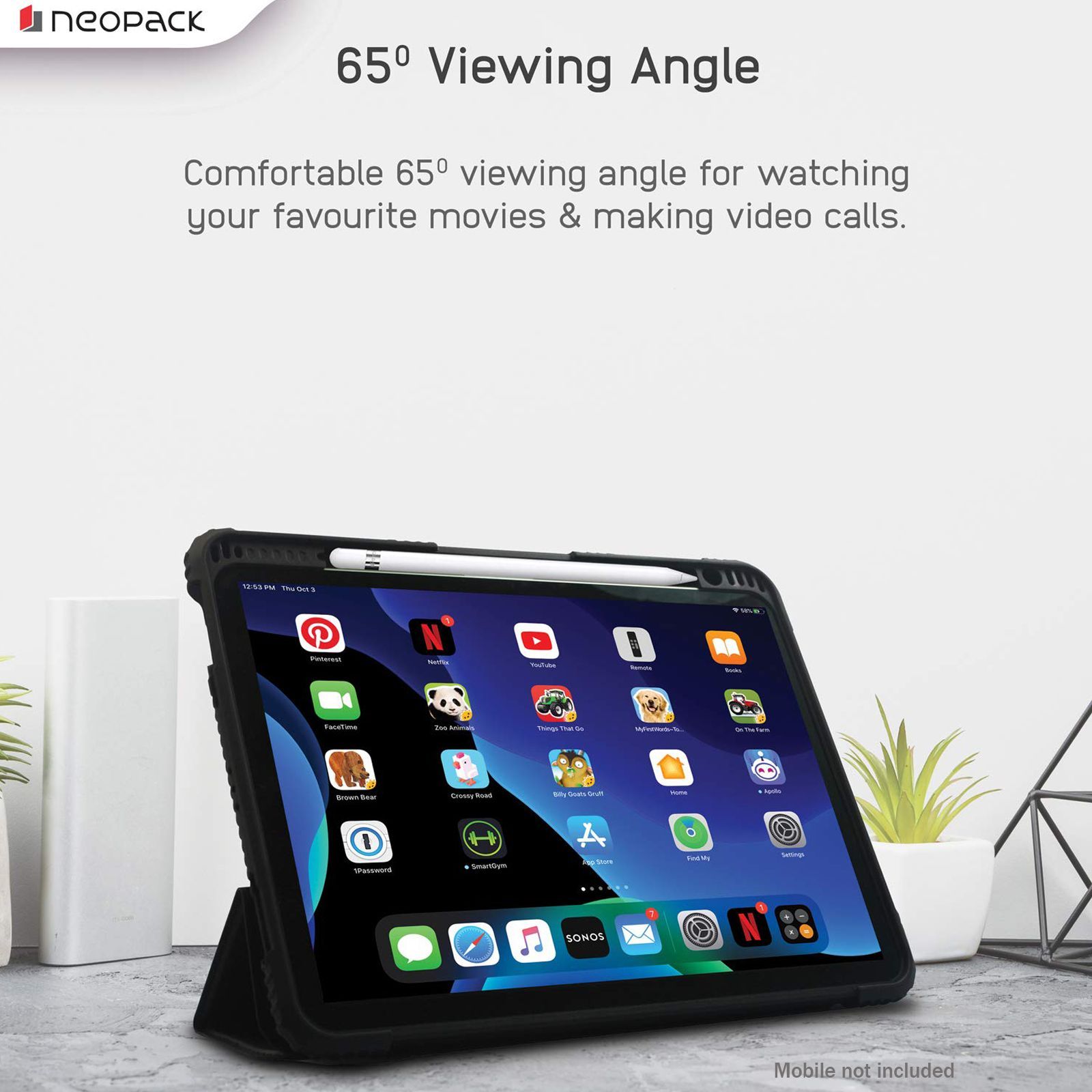 Neopack Defender Polycarbonate, TPU Flip Cover for Apple iPad Air, iPad Pro (2nd & 3rd Gen) (With Pencil Holder, Black)_7