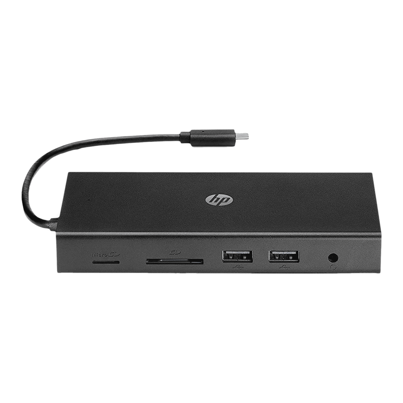 HP Travel USB 3.2 Type C to USB 2.0 Type A, VGA Port, LAN Port, SD Card Slot, MicroSD Card Slot, 3.5mm Stereo, HDMI Type A, USB 3.2 Type C Multi-Port Hub (Pass-Through Charging, Black)_1
