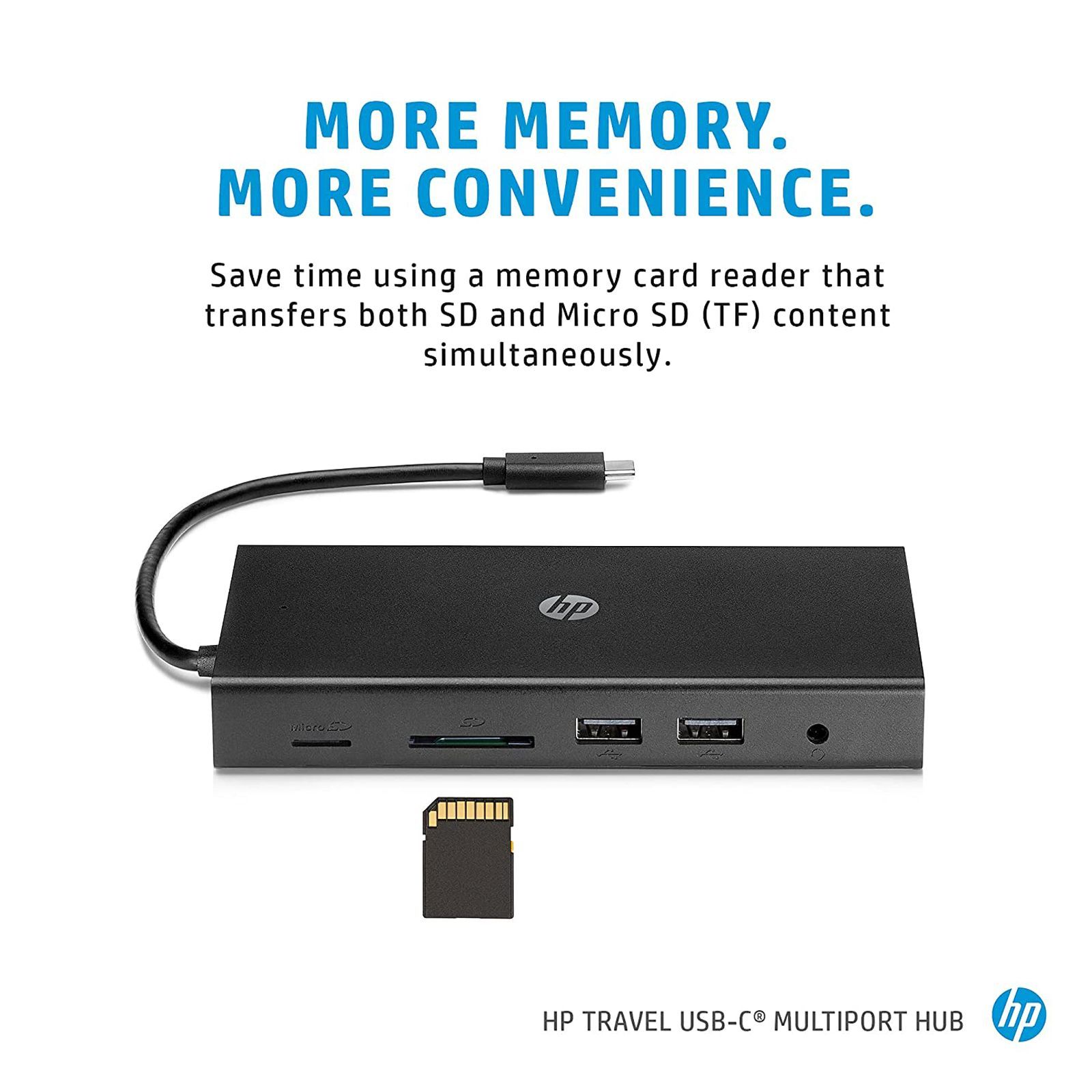 HP Travel USB 3.2 Type C to USB 2.0 Type A, VGA Port, LAN Port, SD Card Slot, MicroSD Card Slot, 3.5mm Stereo, HDMI Type A, USB 3.2 Type C Multi-Port Hub (Pass-Through Charging, Black)_4
