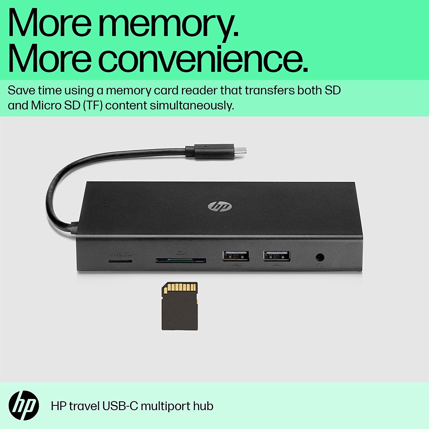 HP Travel USB 3.2 Type C to USB 2.0 Type A, VGA Port, LAN Port, SD Card Slot, MicroSD Card Slot, 3.5mm Stereo, HDMI Type A, USB 3.2 Type C Multi-Port Hub (Pass-Through Charging, Black)_6