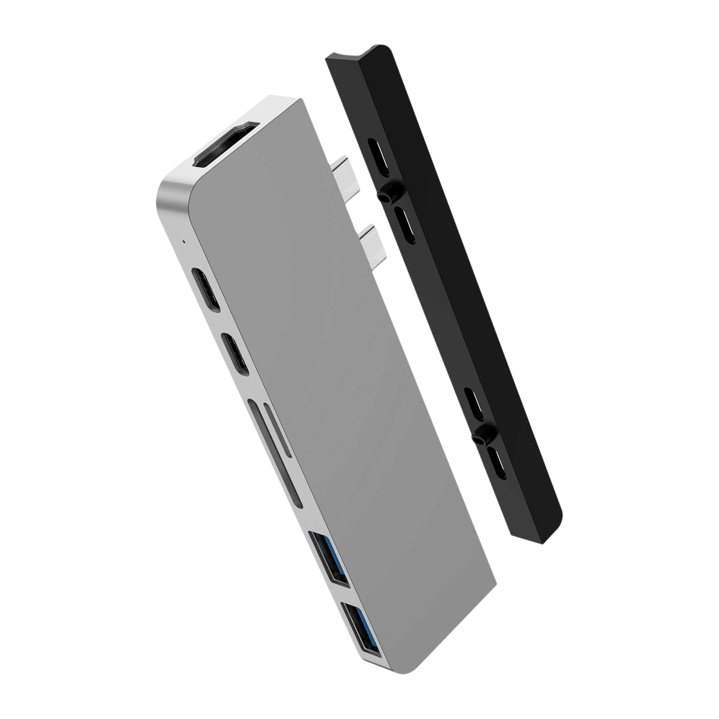 HYPERDRIVE DUO 7-in-2 USB 3.0 Type C to USB 3.0 Type C, USB 3.0 Type A, HDMI Type A, SD Card Slot, MicroSD Card Slot USB Hub (Magnetic Strip Mounting, Space Grey)_1