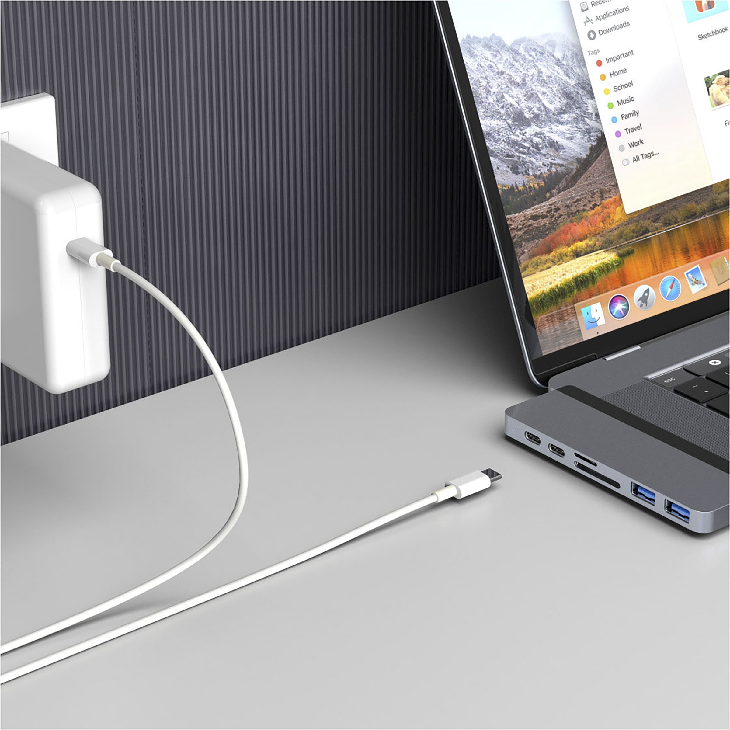 HYPERDRIVE DUO 7-in-2 USB 3.0 Type C to USB 3.0 Type C, USB 3.0 Type A, HDMI Type A, SD Card Slot, MicroSD Card Slot USB Hub (Magnetic Strip Mounting, Space Grey)_4