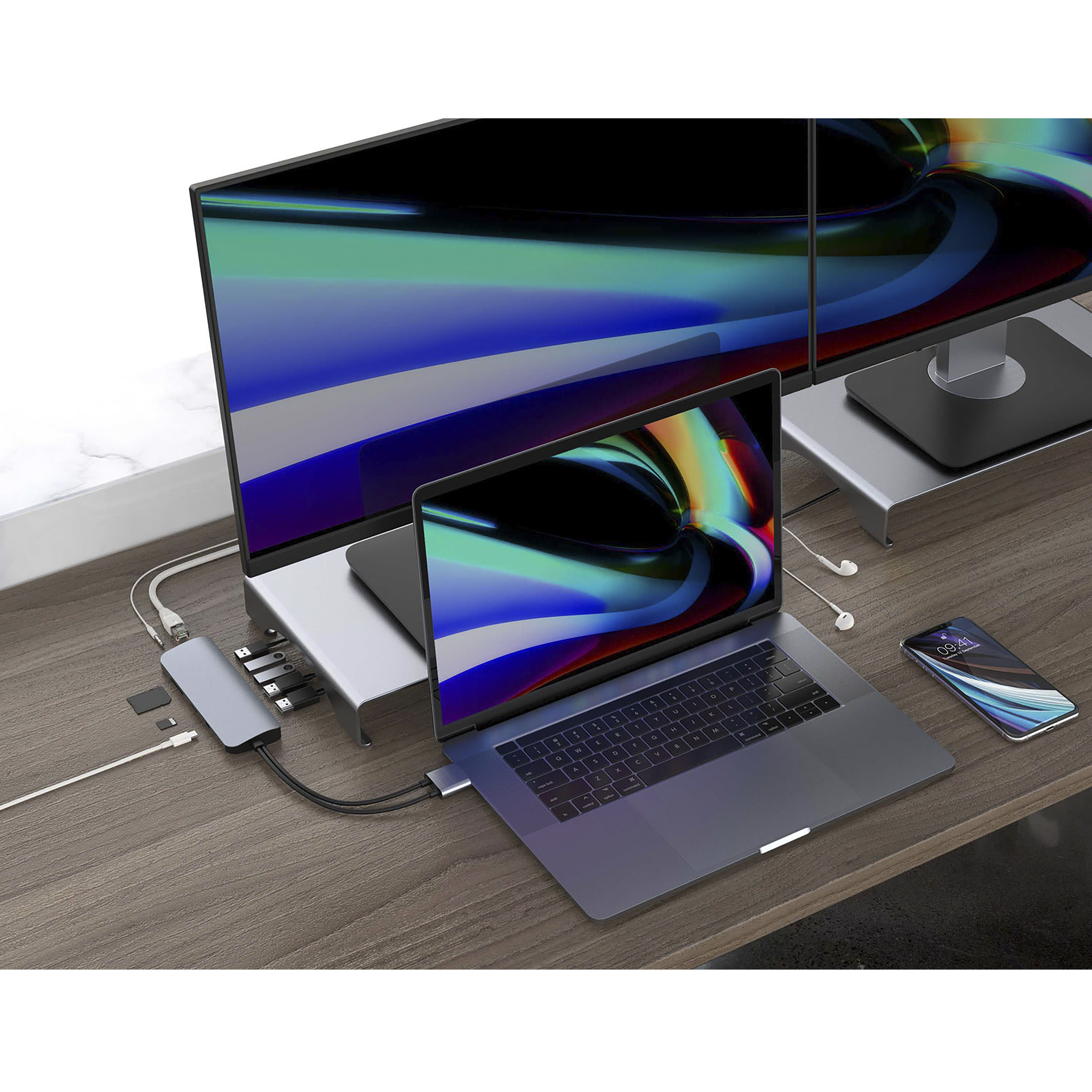 HYPERDRIVE VIPER 10-in-2 USB 3.0 Type C to USB 3.0 Type C, HDMI Type A, 3.5mm Stereo, USB 3.0 Type A, LAN Port, SD Card Slot, MicroSD Card Slot USB Hub (Pass-Through Charging, Space Grey)_5