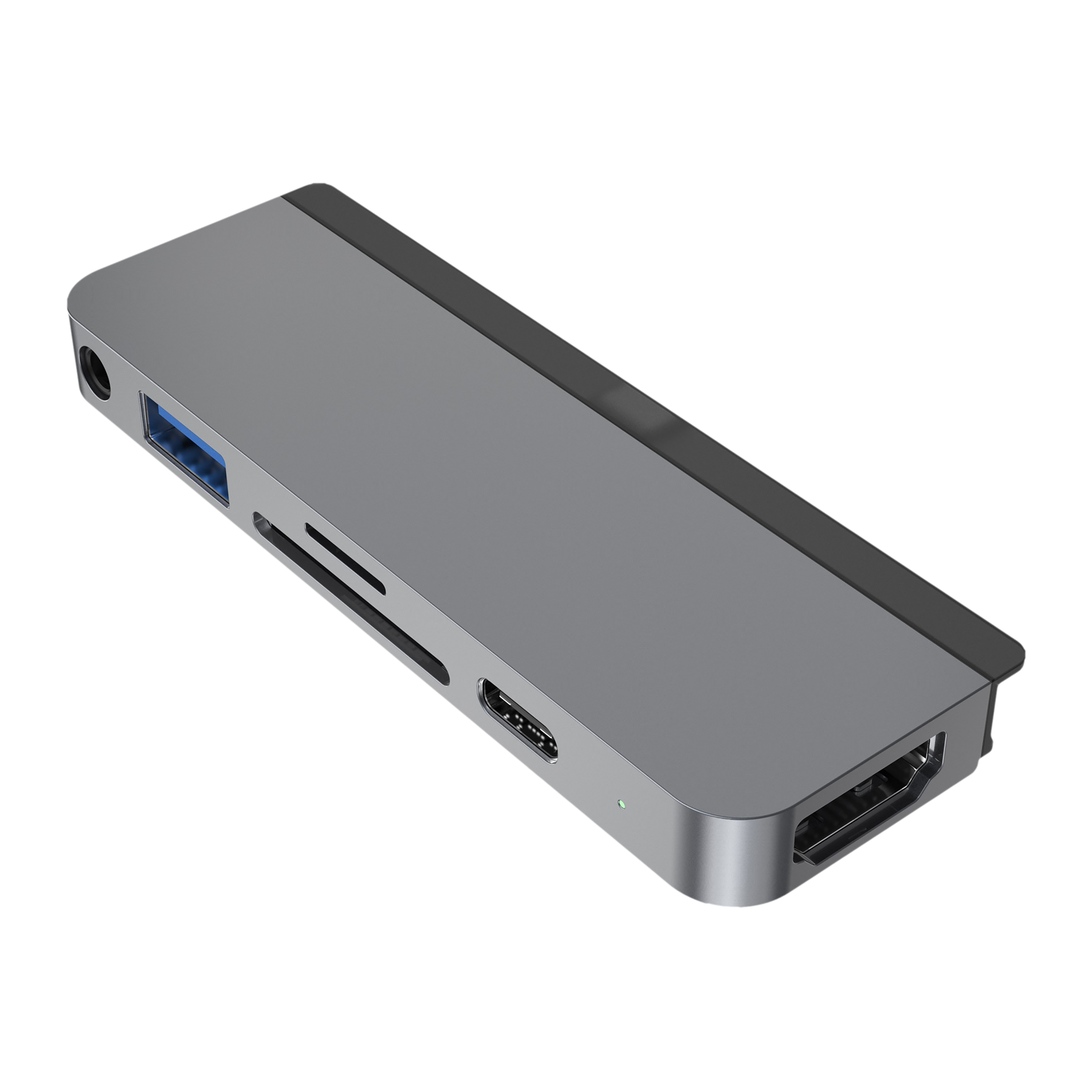 HYPERDRIVE 6-in-1 USB 3.2 Type C to USB 3.0 Type C, USB 3.1 Type A, HDMI Type A, SD Card Slot, MicroSD Card Slot, 3.5mm Stereo USB Hub (Pass-Through Charging, Space Grey)_1