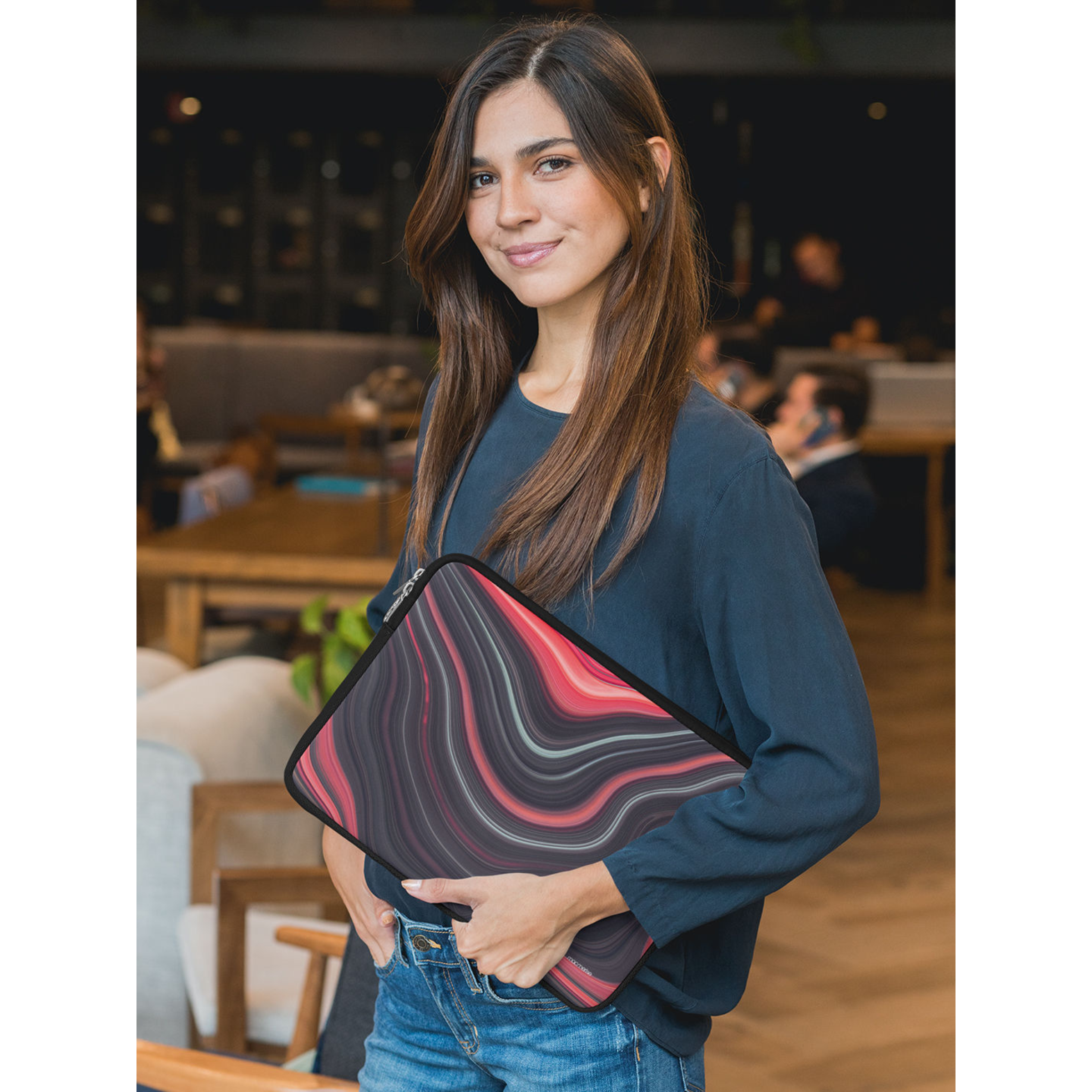 macmerise Liquid Neoprene Laptop Sleeve for 15 Inch Laptop (Water Resistant, Funk Black)_4