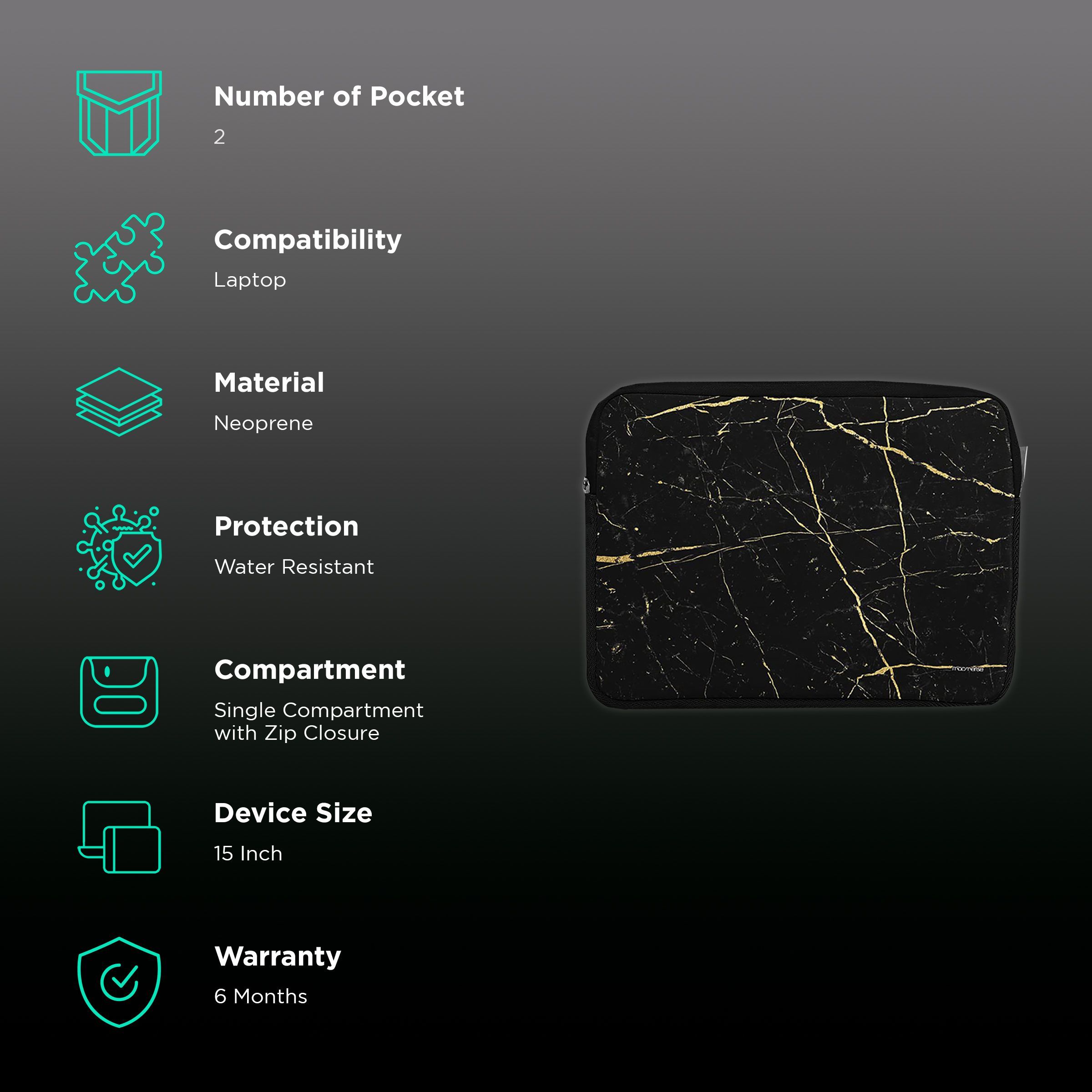 macmerise Marble Neoprene Laptop Sleeve for 15 Inch Laptop (Water Resistant, Black Onyx)_2