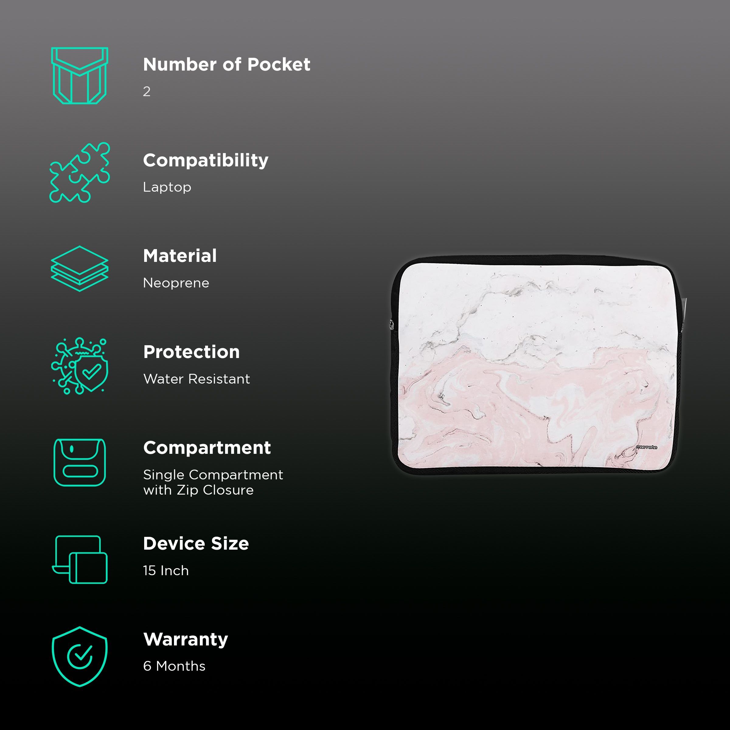 macmerise Marble Neoprene Laptop Sleeve for 15 Inch Laptop (Water Resistant, Rosa Verona)_2