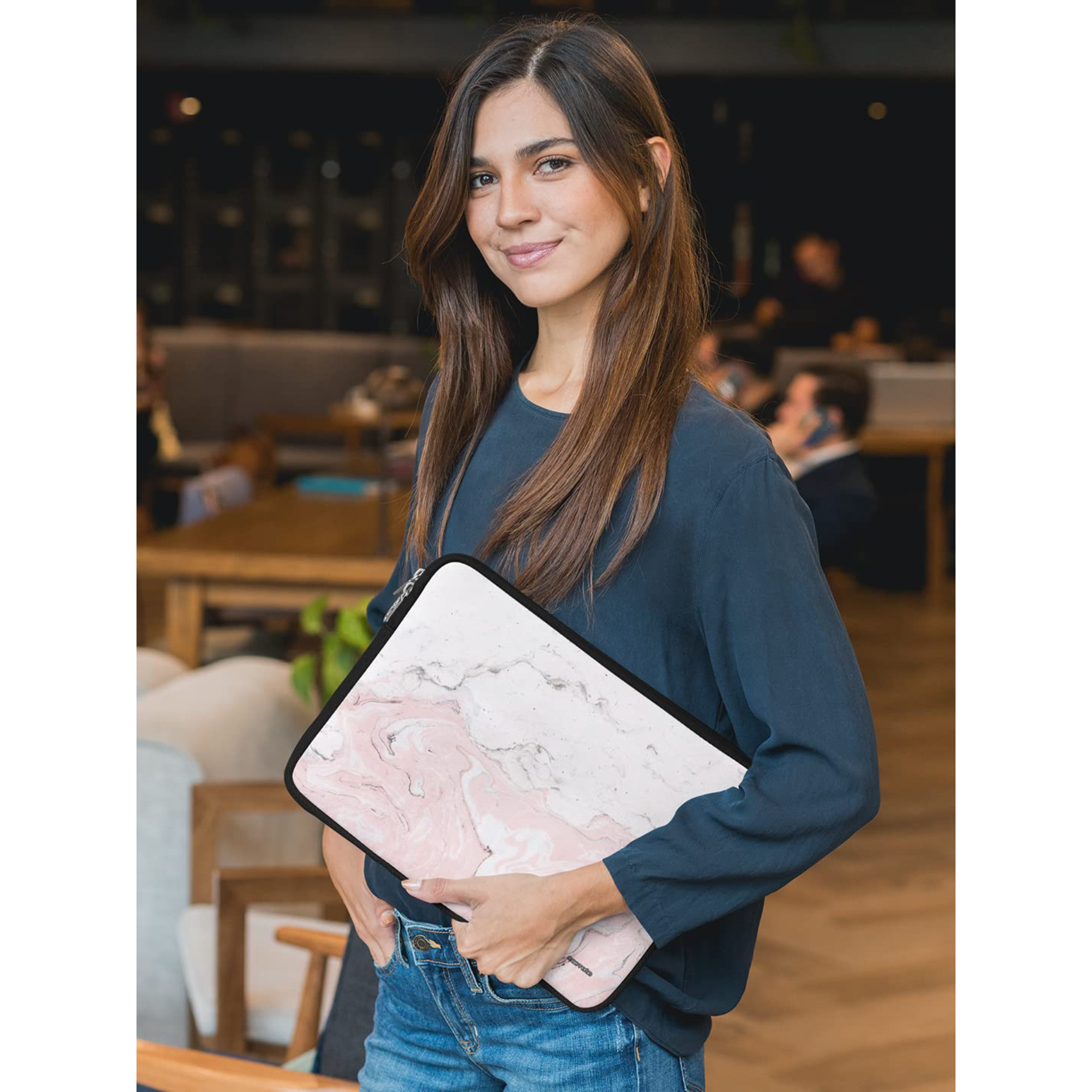 macmerise Marble Neoprene Laptop Sleeve for 15 Inch Laptop (Water Resistant, Rosa Verona)_4