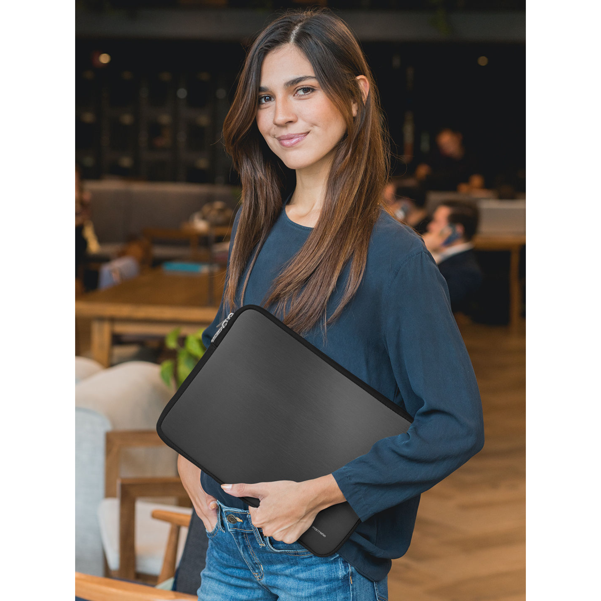 macmerise Brushed Neoprene Laptop Sleeve for 15 Inch Laptop (Water Resistant, Metal Deep Grey)_4