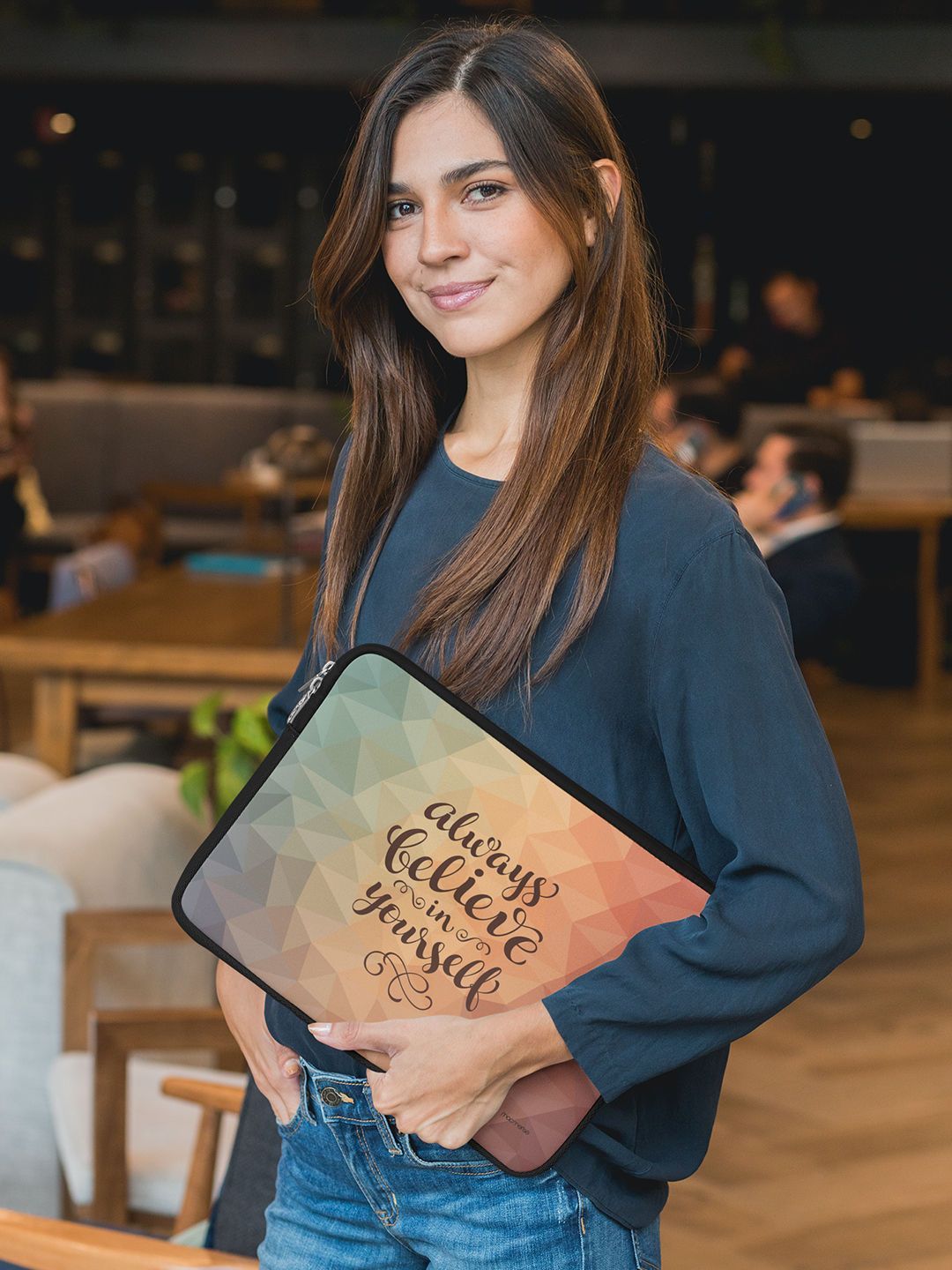 macmerise Believe in yourself Neoprene Laptop Sleeve for 15 Inch Laptop (Water Resistant, Multi Color)_5