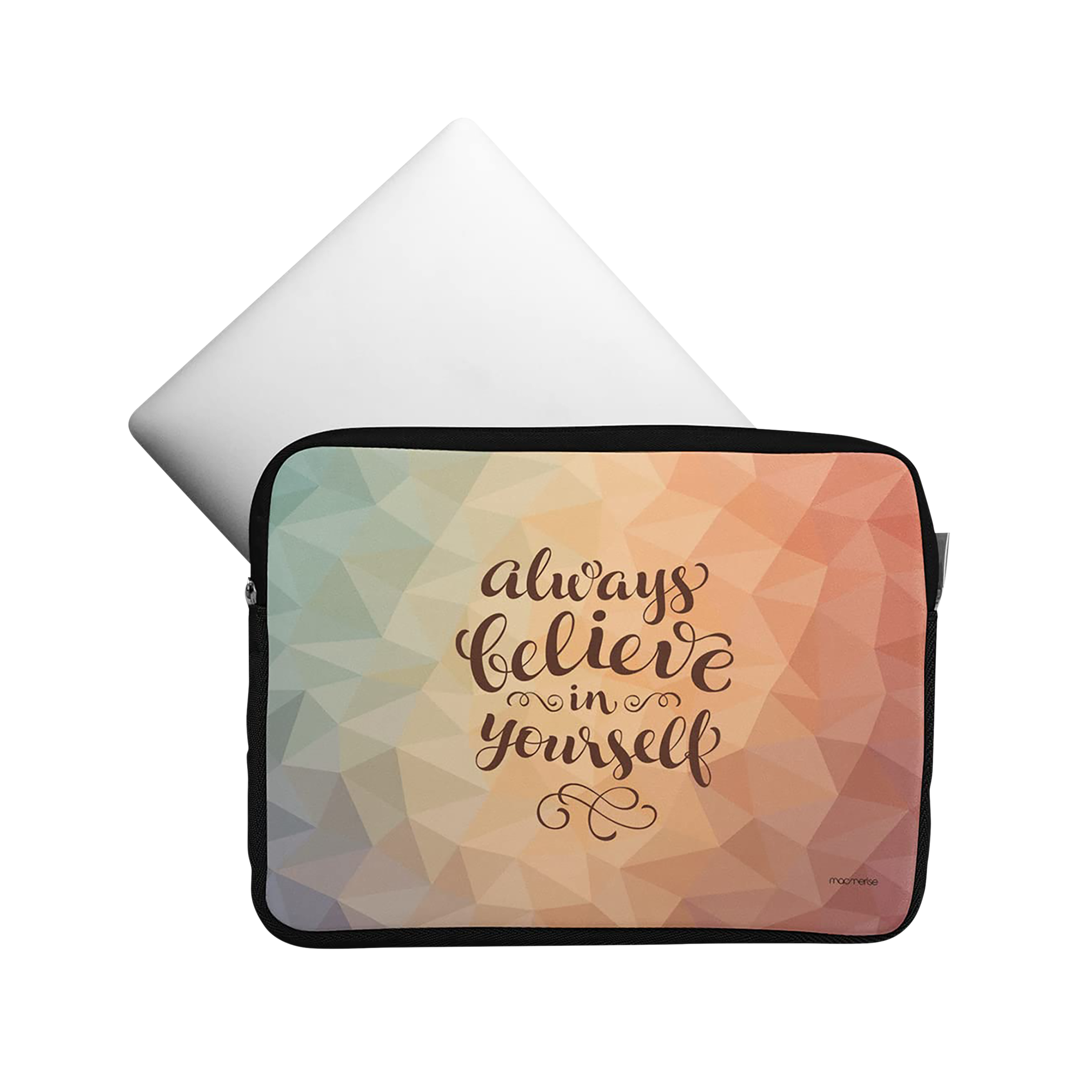 macmerise Believe in yourself Neoprene Laptop Sleeve for 15 Inch Laptop (Water Resistant, Multi Color)_7