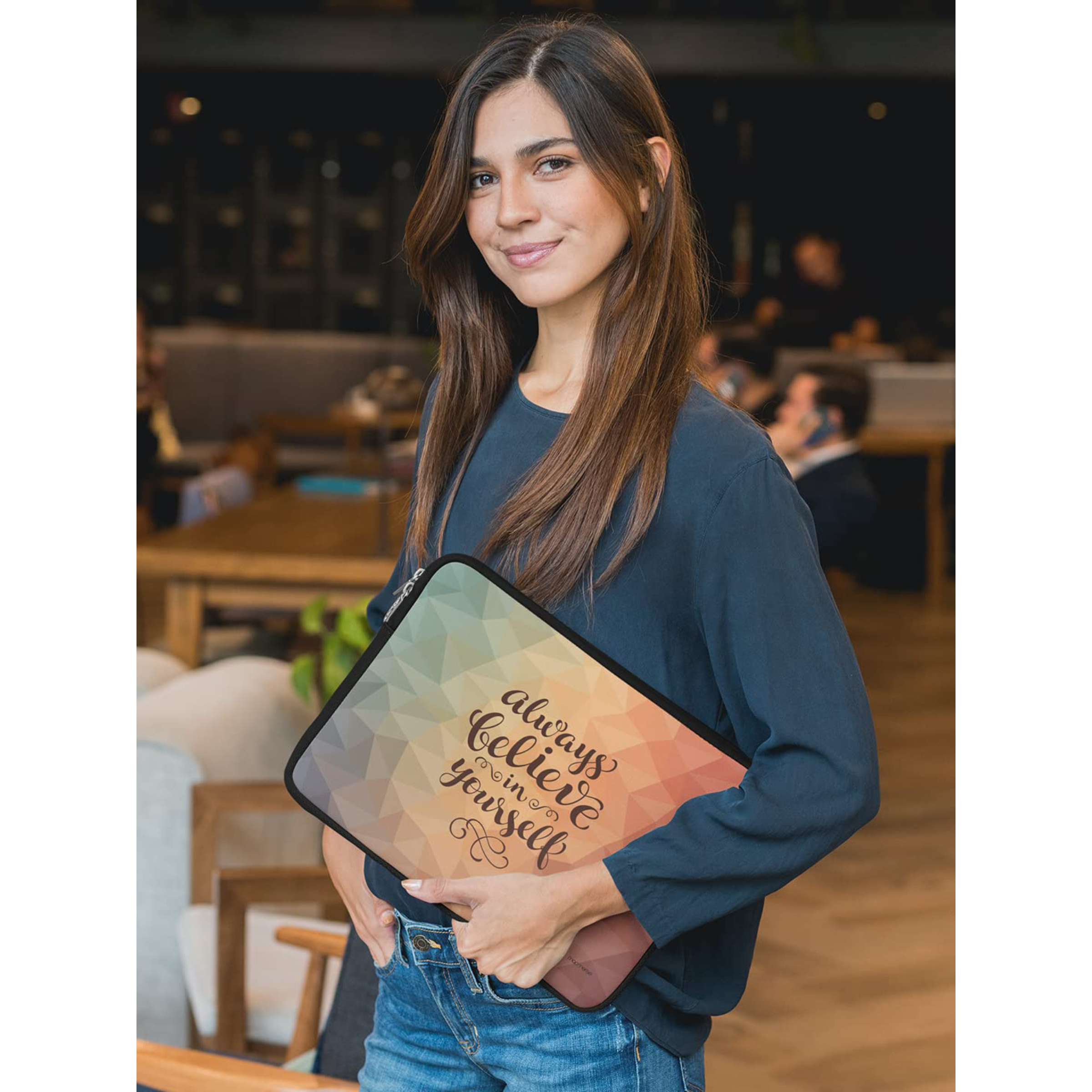 macmerise Believe in yourself Neoprene Laptop Sleeve for 15 Inch Laptop (Water Resistant, Multi Color)_4