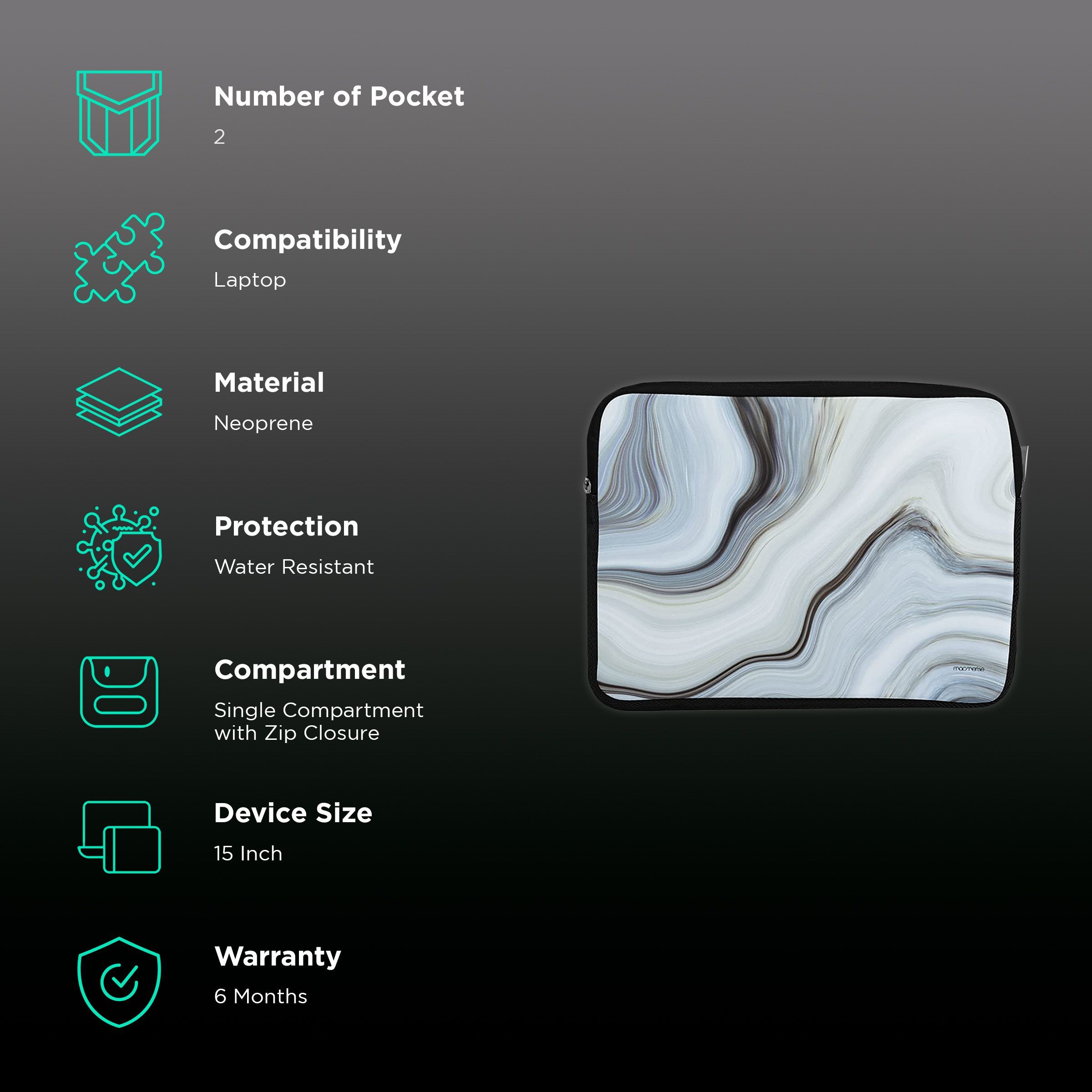 macmerise Liquid Neoprene Laptop Sleeve for 15 Inch Laptop (Water Resistant, Funk White)_2