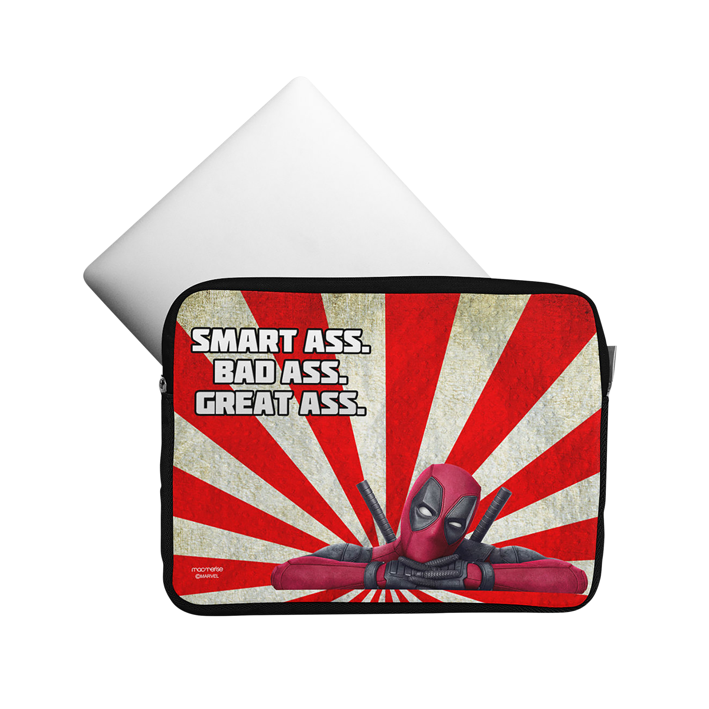 macmerise Smart Ass Deadpool Neoprene Laptop Sleeve for 15 Inch Laptop (Water Resistant, Multi Color)_6