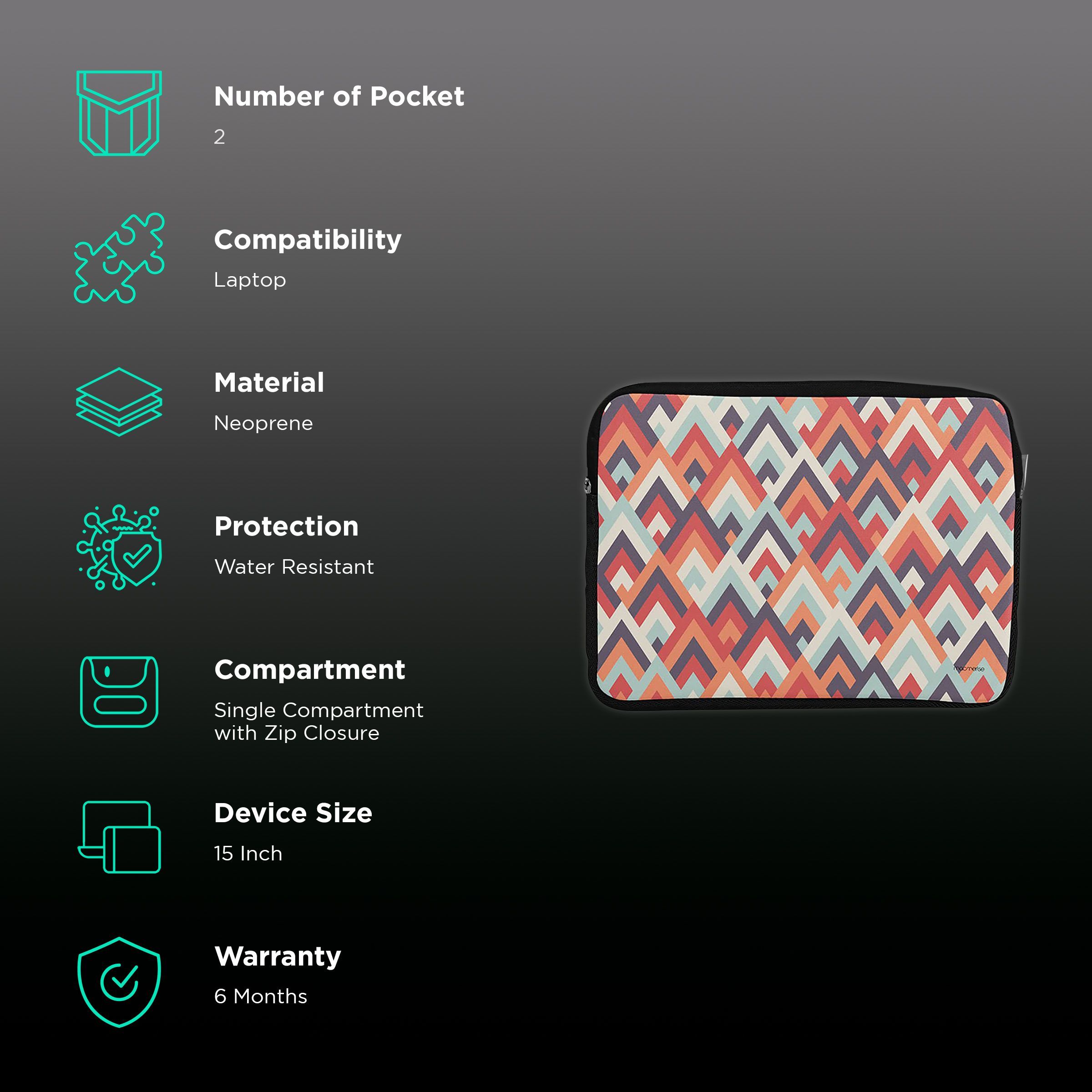 macmerise Symmetric Cheveron Neoprene Laptop Sleeve for 15 Inch Laptop (Water Resistant, Multi Color)_2