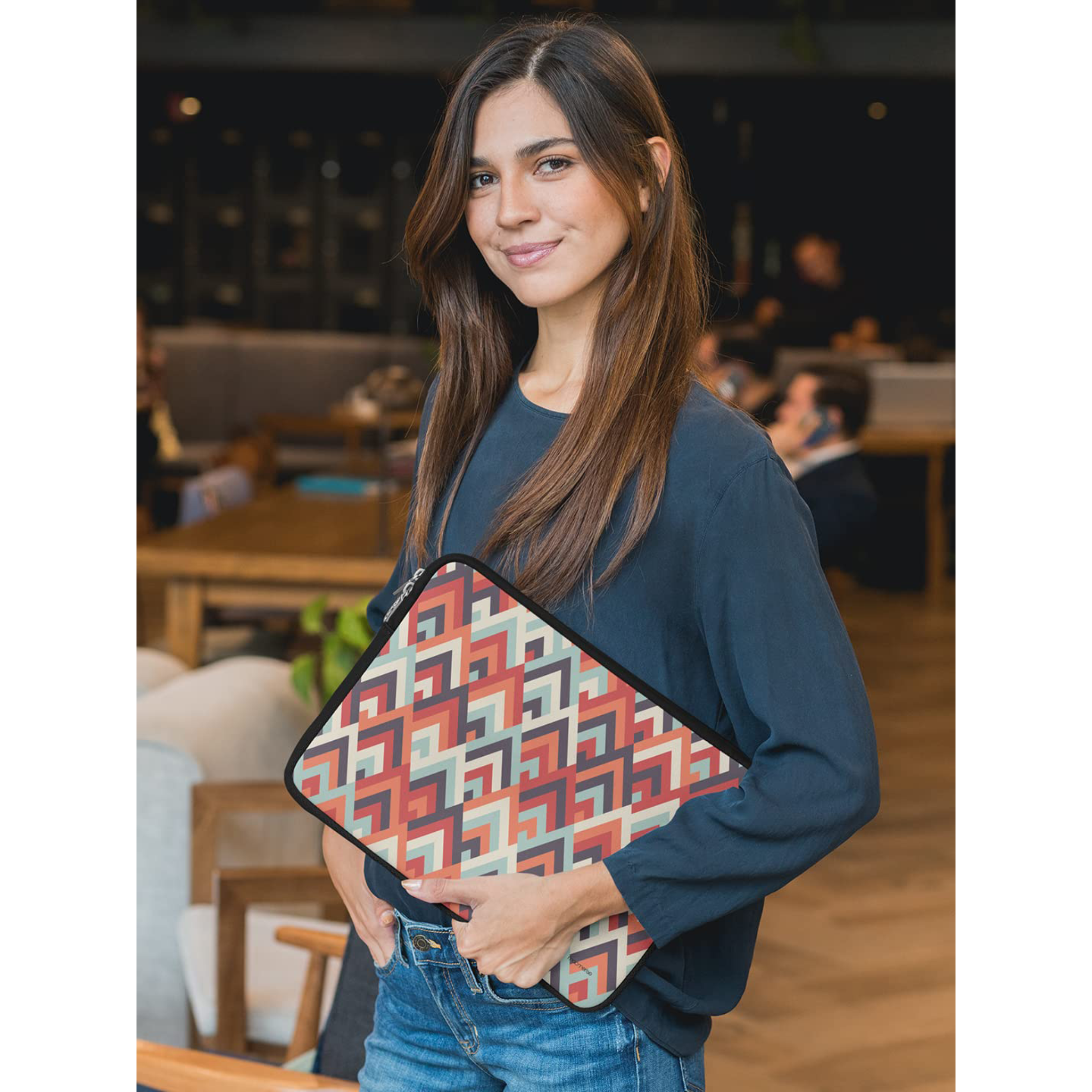 macmerise Symmetric Cheveron Neoprene Laptop Sleeve for 15 Inch Laptop (Water Resistant, Multi Color)_4