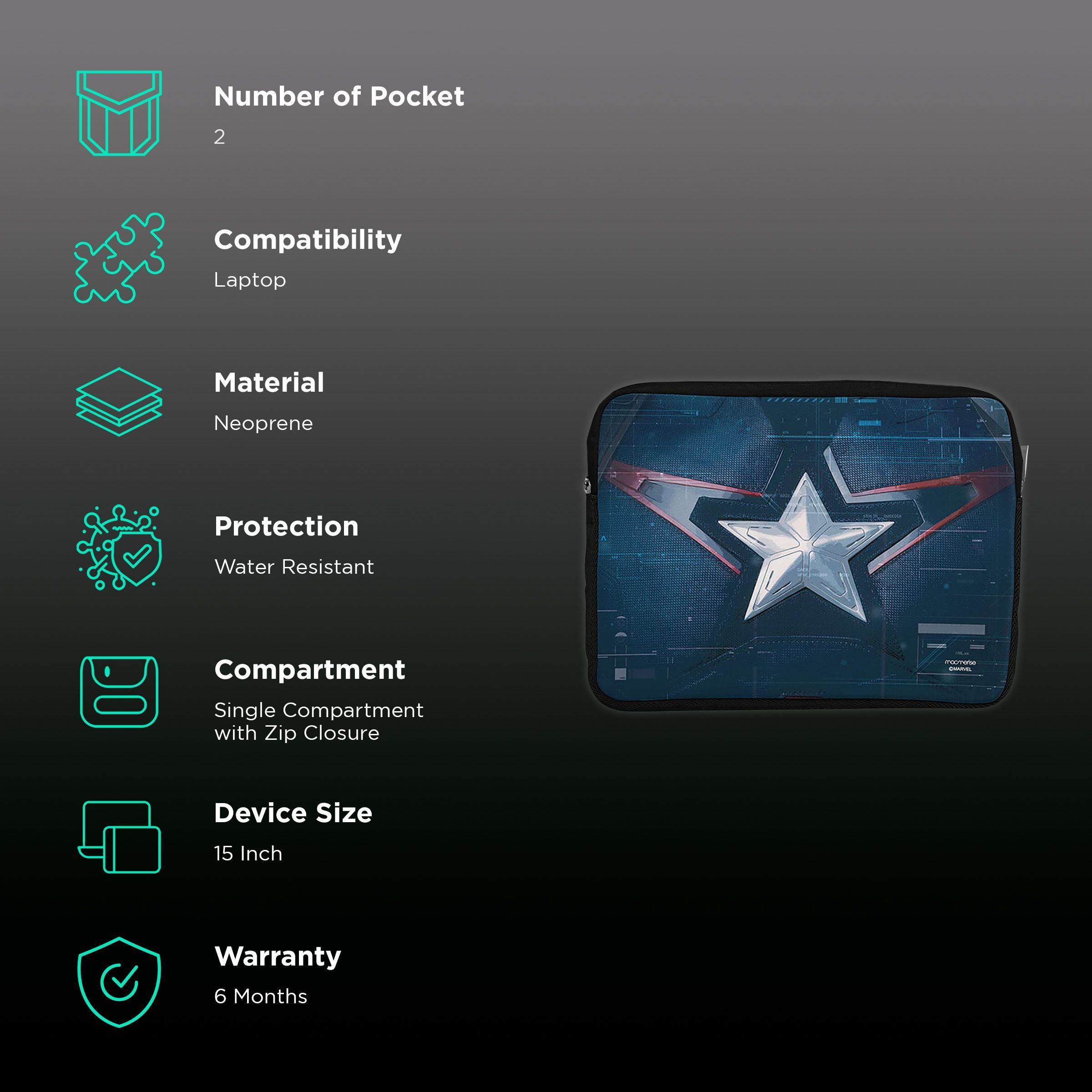 macmerise Suit up Captain Neoprene Laptop Sleeve for 15 Inch Laptop (Water Resistant, Multi Color)_3