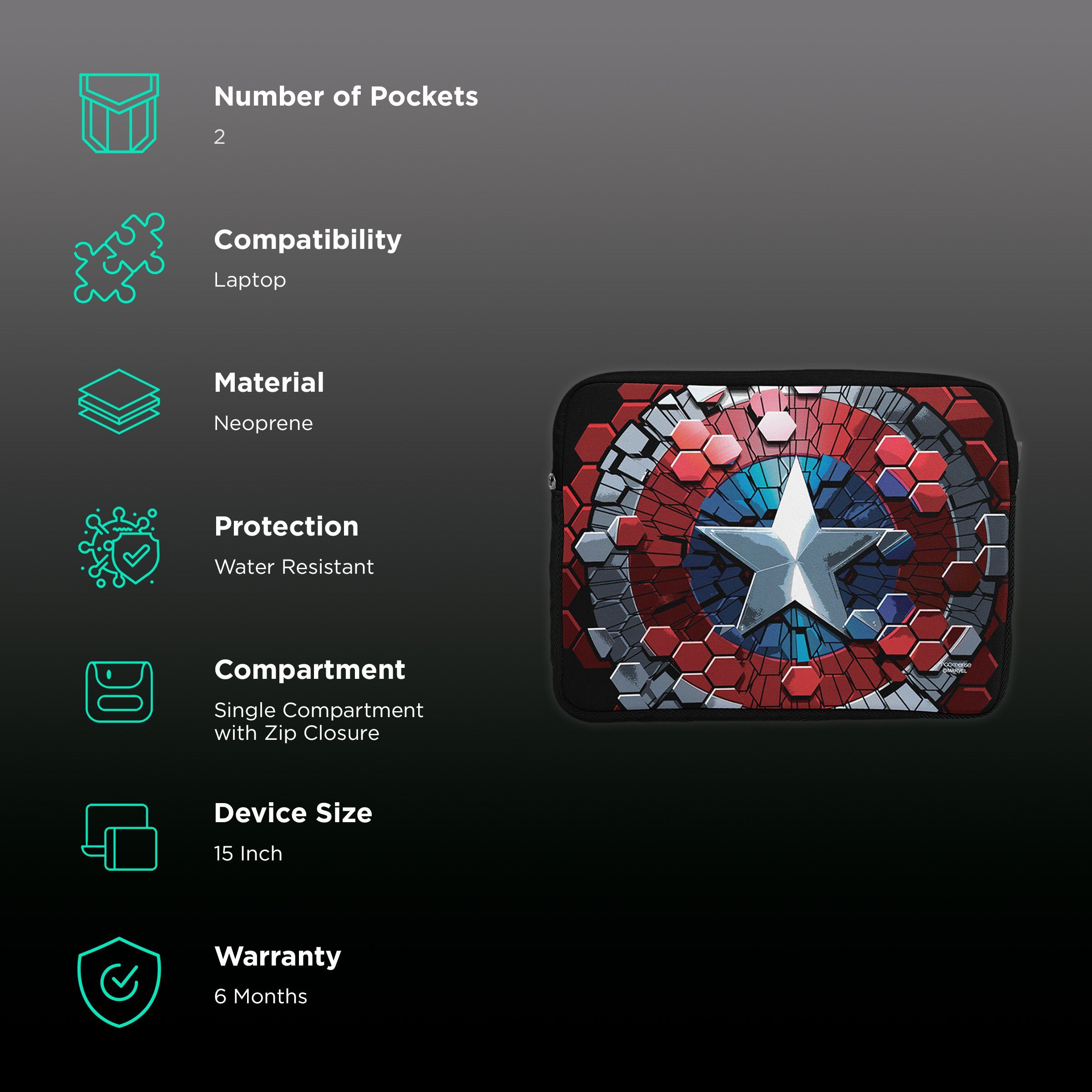 macmerise Hex Shield Neoprene Laptop Sleeve for 15 Inch Laptop (Water Resistant, Multi Color)_2