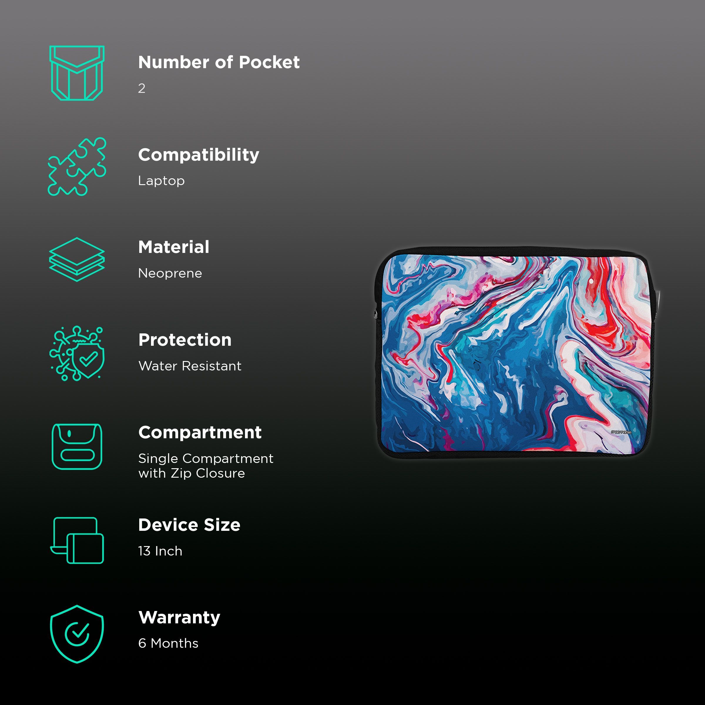 macmerise Liquid Neoprene Laptop Sleeve for 13 Inch Laptop (Water Resistant, Funk Blue)_2