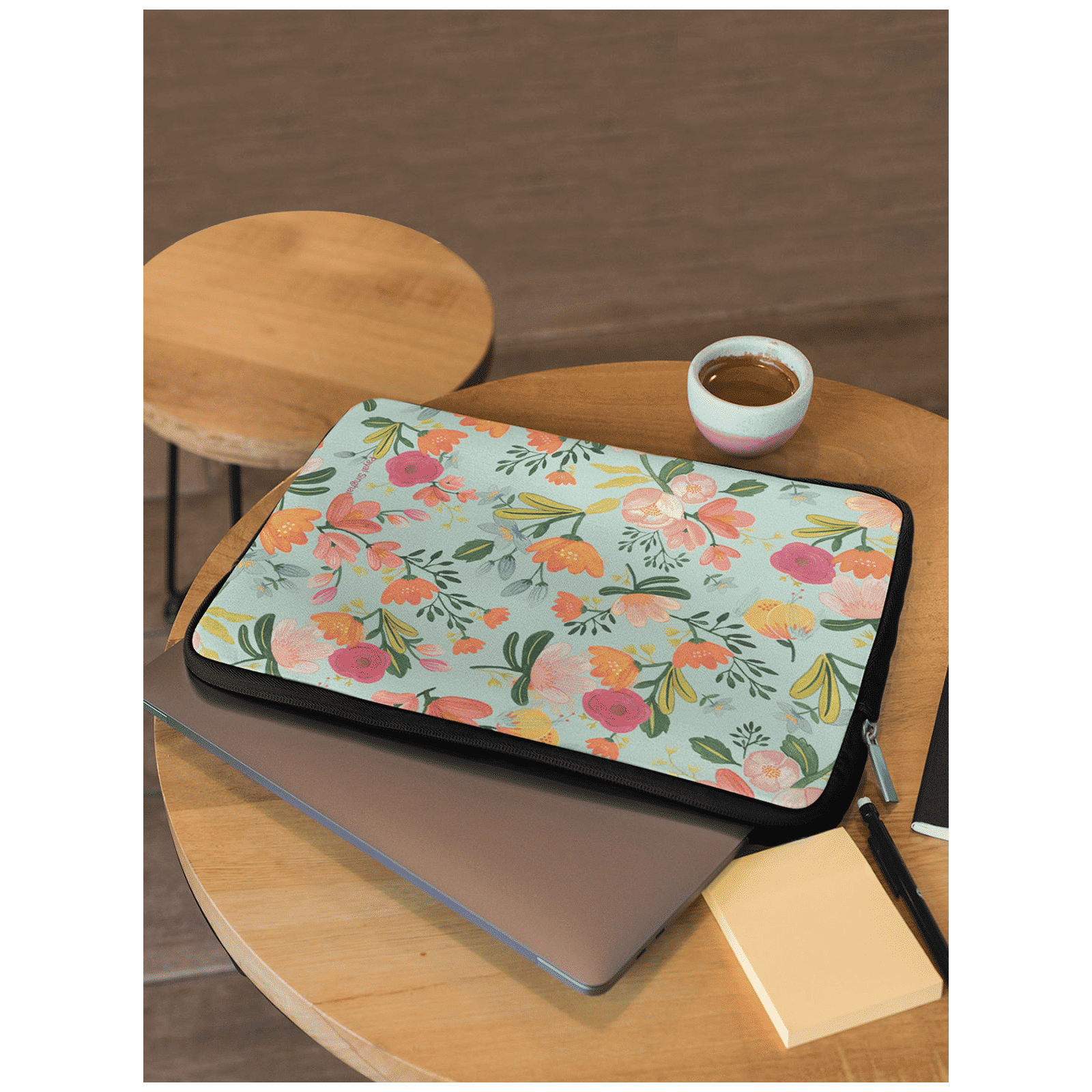 macmerise Payal Singhal Aqua Handpainted Flower Neoprene Laptop Sleeve for 13 Inch Laptop (Water Resistant, Multi Color)_6