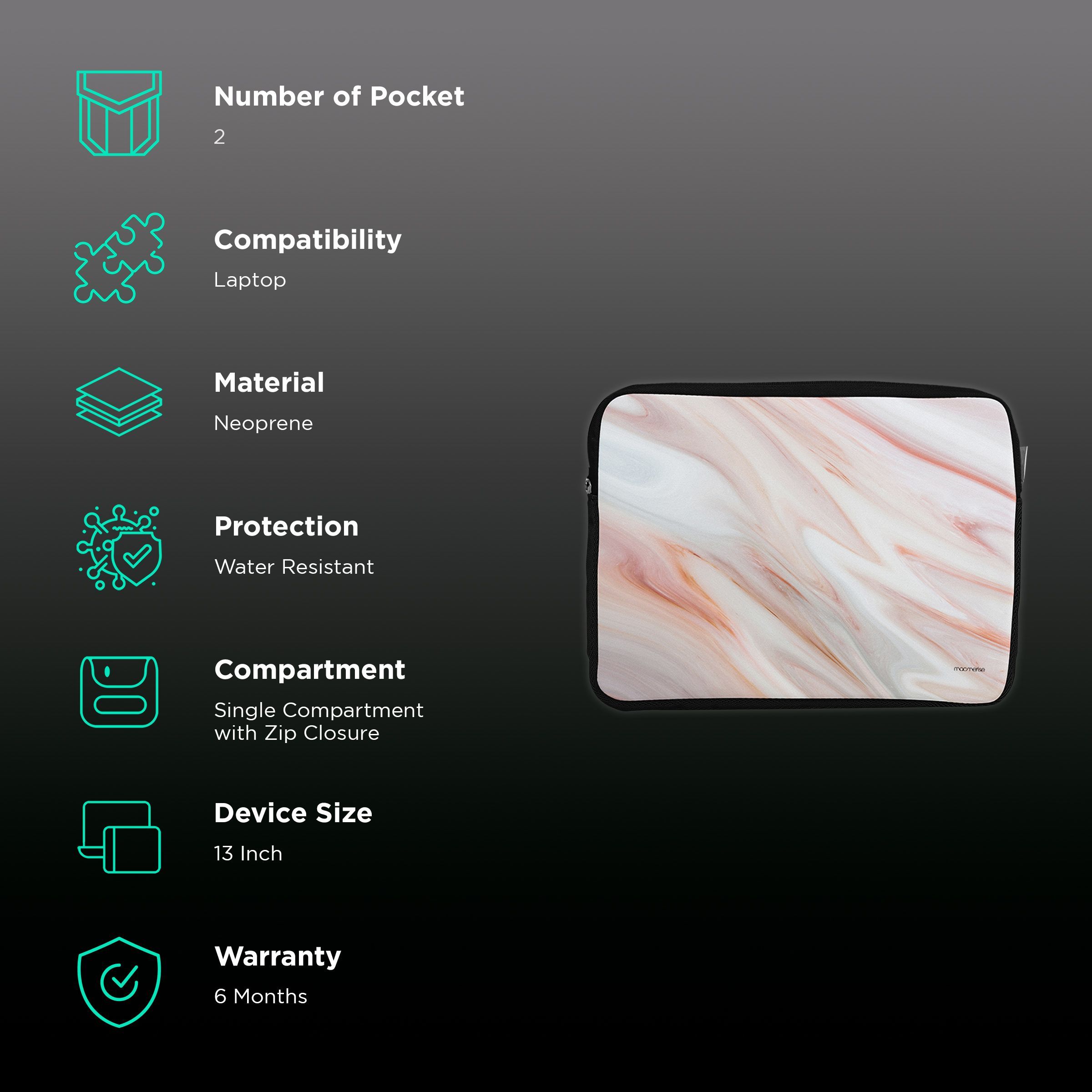 macmerise Marble Neoprene Laptop Sleeve for 13 Inch Laptop (Water Resistant, Rosa Levanto)_2