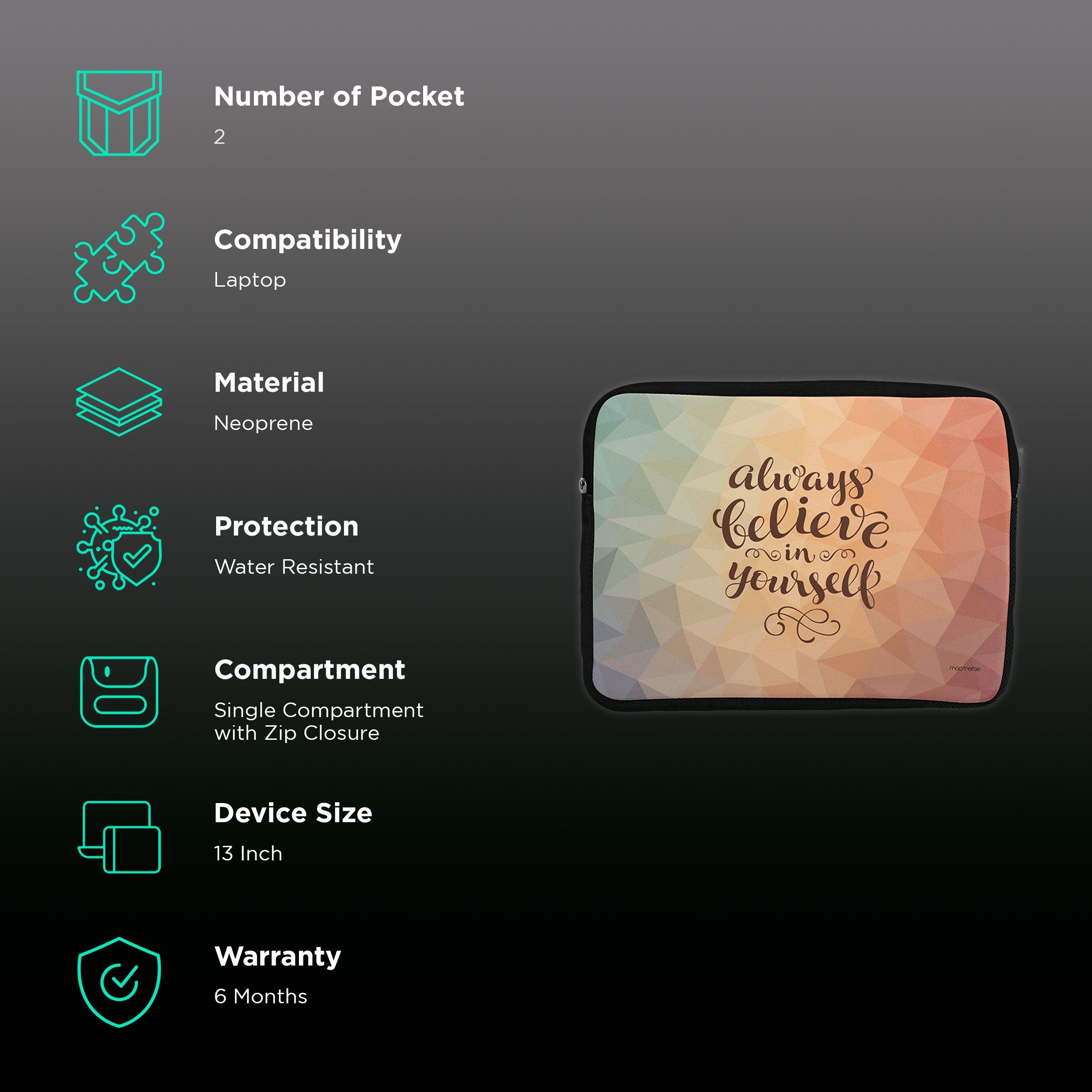 macmerise Believe in yourself Neoprene Laptop Sleeve for 13 Inch Laptop (Water Resistant, Multi Color) macmerise Believe in yourself Neoprene Laptop Sleeve for 13 Inch Laptop (Water Resistant, Multi Color)_2