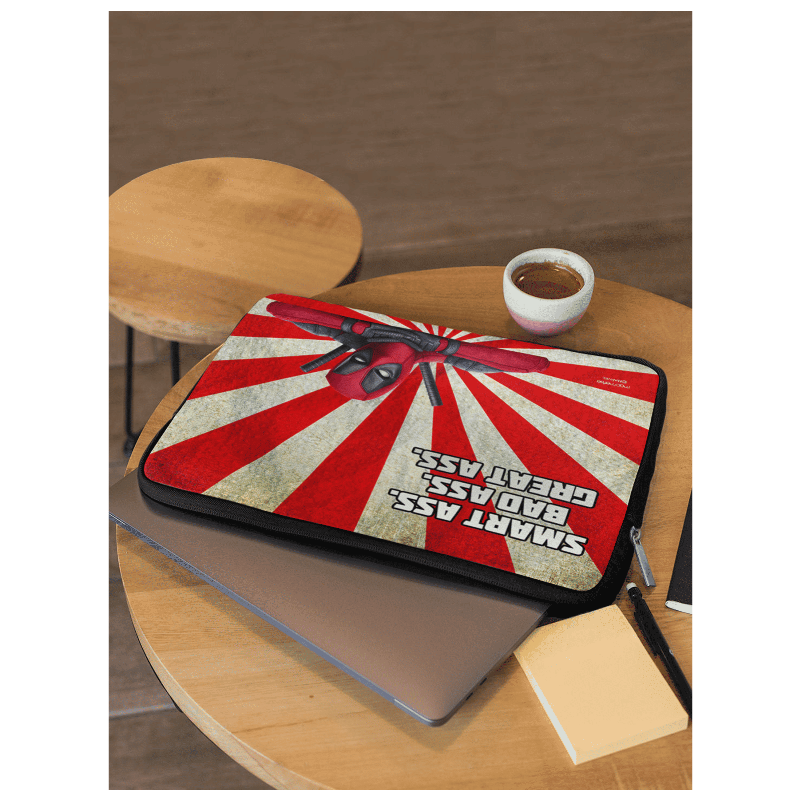 macmerise Smart Ass Deadpool Neoprene Laptop Sleeve for 13 Inch Laptop (Water Resistant, Multi Color)_5
