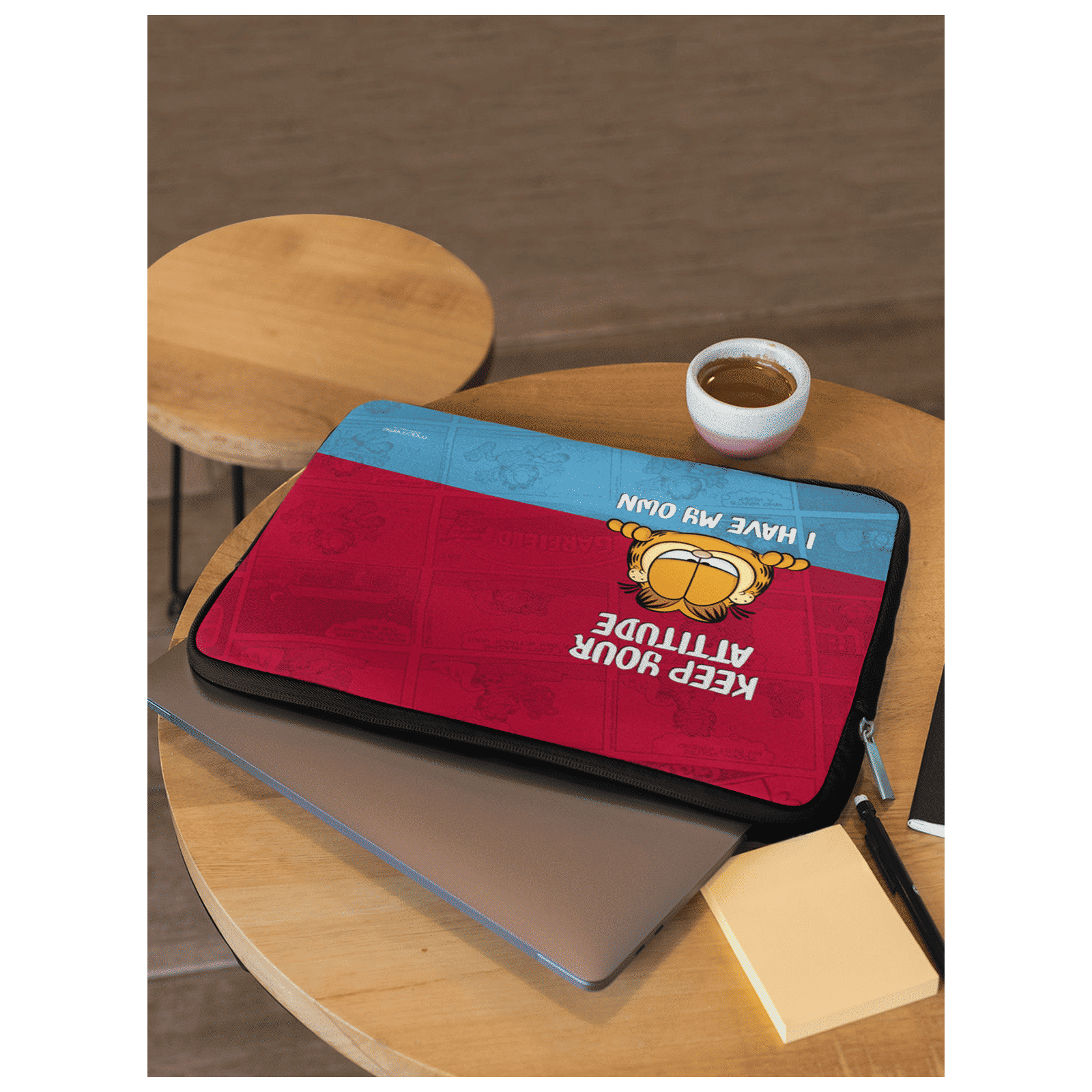 macmerise Attitude Garfield Neoprene Laptop Sleeve for 13 Inch Laptop (Super Sleek & Lightweight, Multi Color)_6