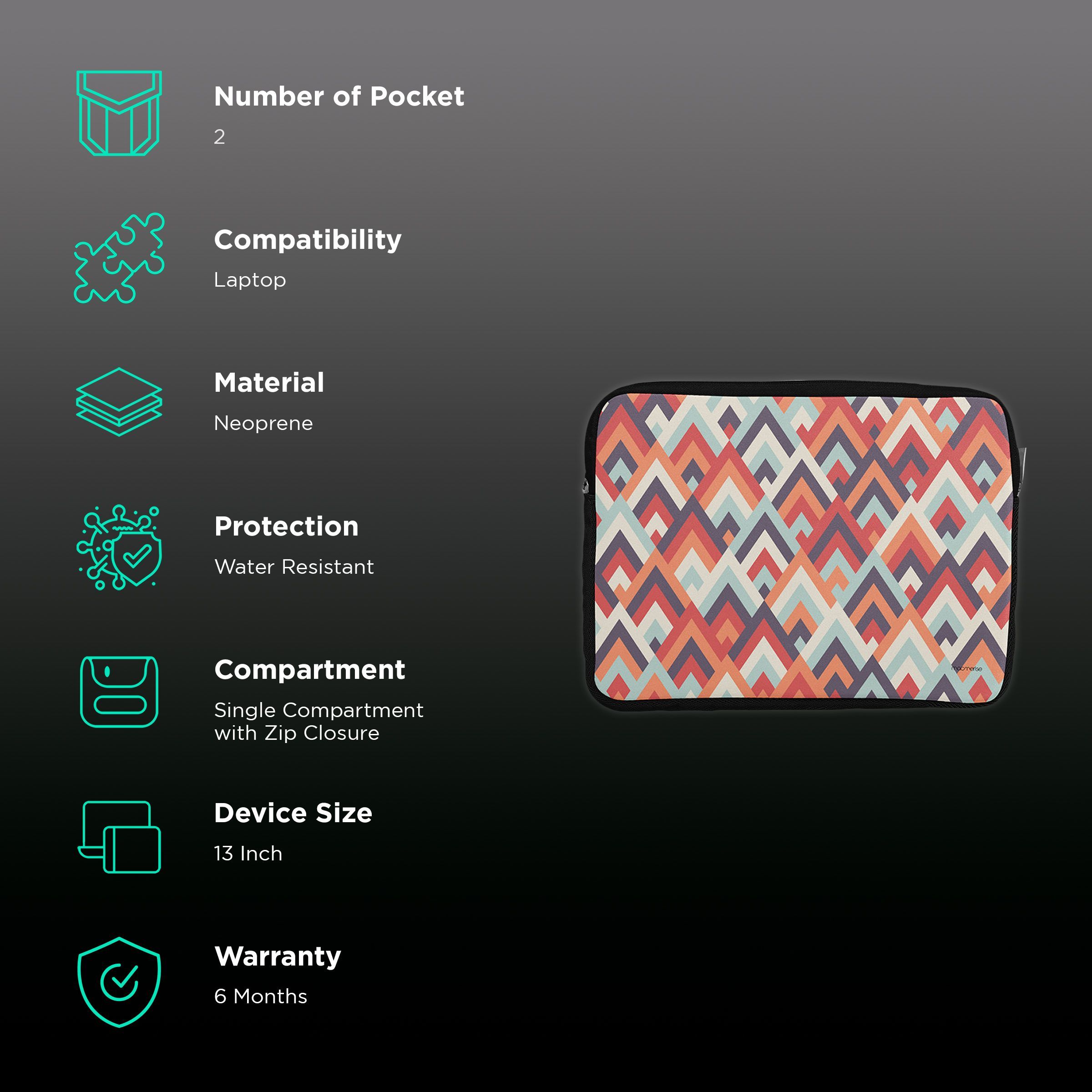 macmerise Symmetric Cheveron Neoprene Laptop Sleeve for 13 Inch Laptop (Water Resistant, Multi Color) macmerise Symmetric Cheveron Neoprene Laptop Sleeve for 13 Inch Laptop (Water Resistant, Multi Color)_3