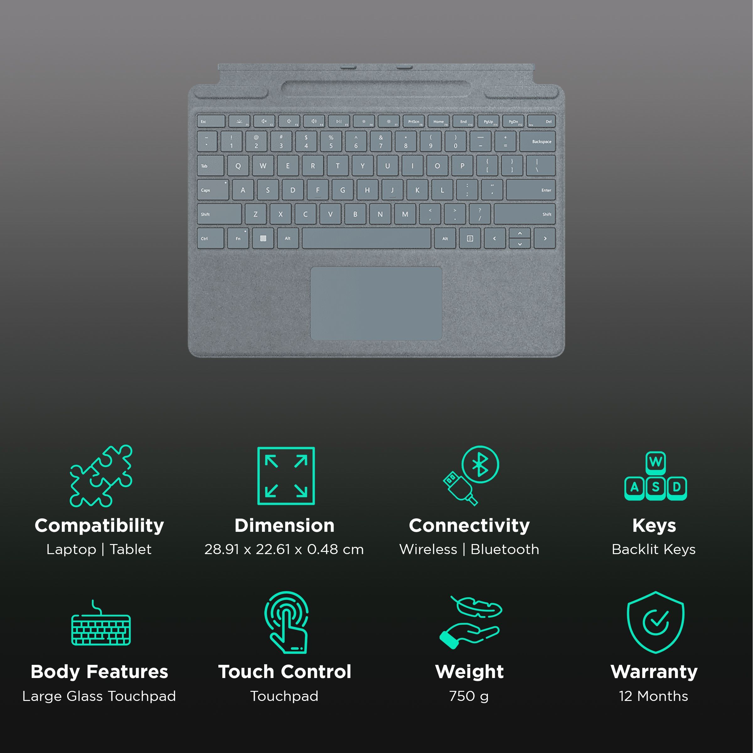 Microsoft Surface Pro Signature Wireless Keyboard with Touchpad (with Slim Pen, Ice Blue) Microsoft Surface Pro Signature Wireless Keyboard with Touchpad (with Slim Pen, Ice Blue)_2