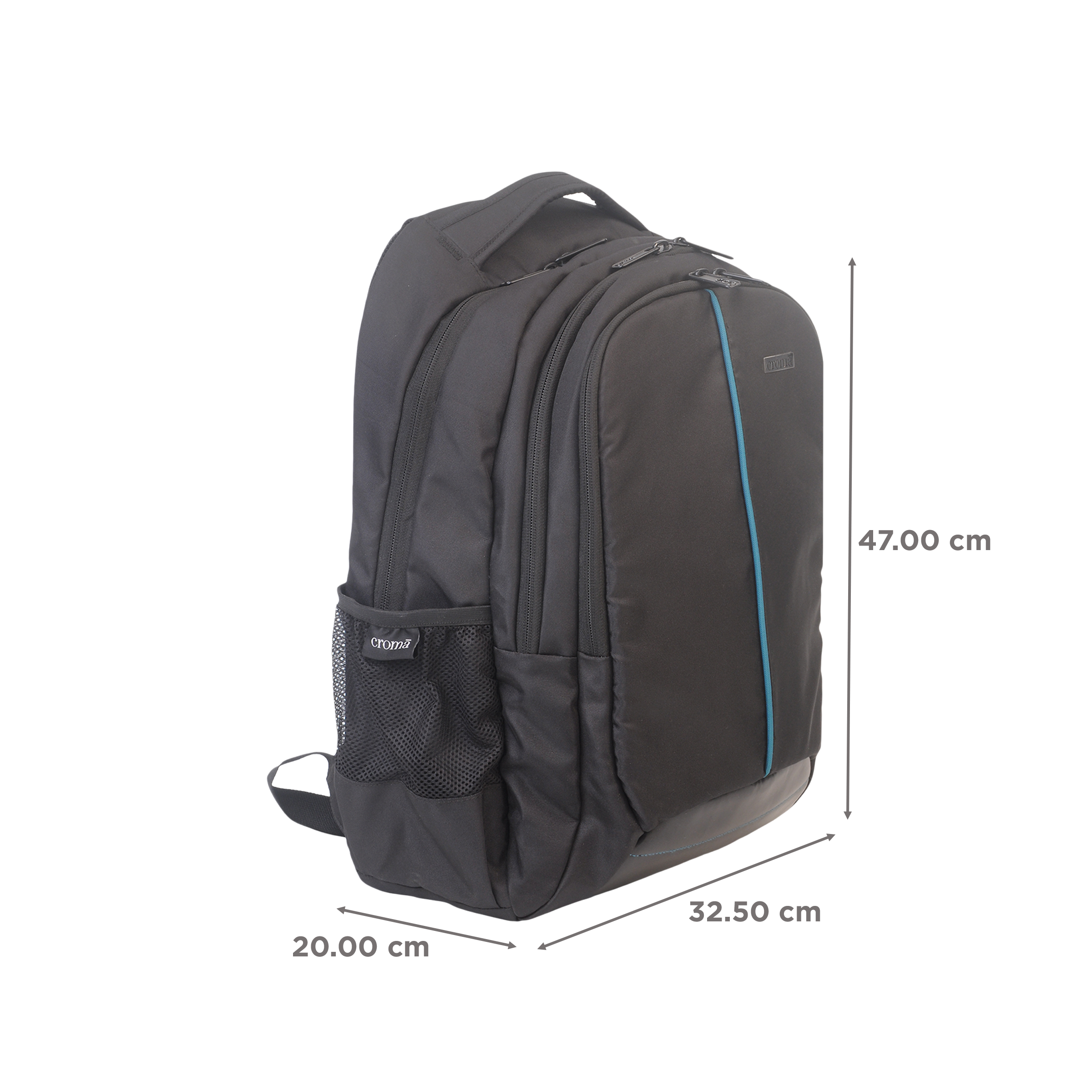 Croma Mystic Polyester Laptop Backpack for 15.6 Inch Laptop (35 L, Cushioned Compartment, Black)_3