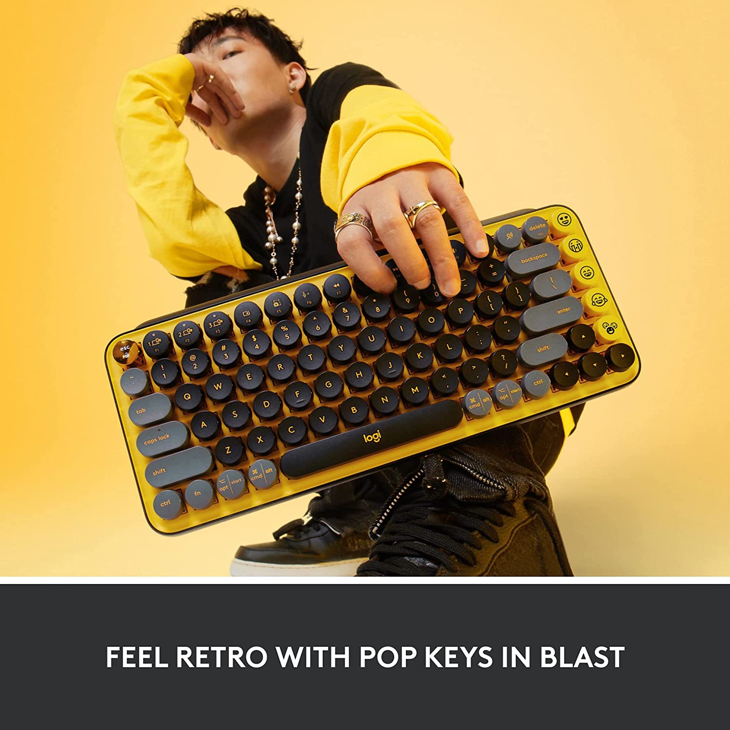 logitech POP Keys Bluetooth 5.1 Wireless Keyboard with Multi Device Connectivity (50 Million Keystrokes, Blast)_16