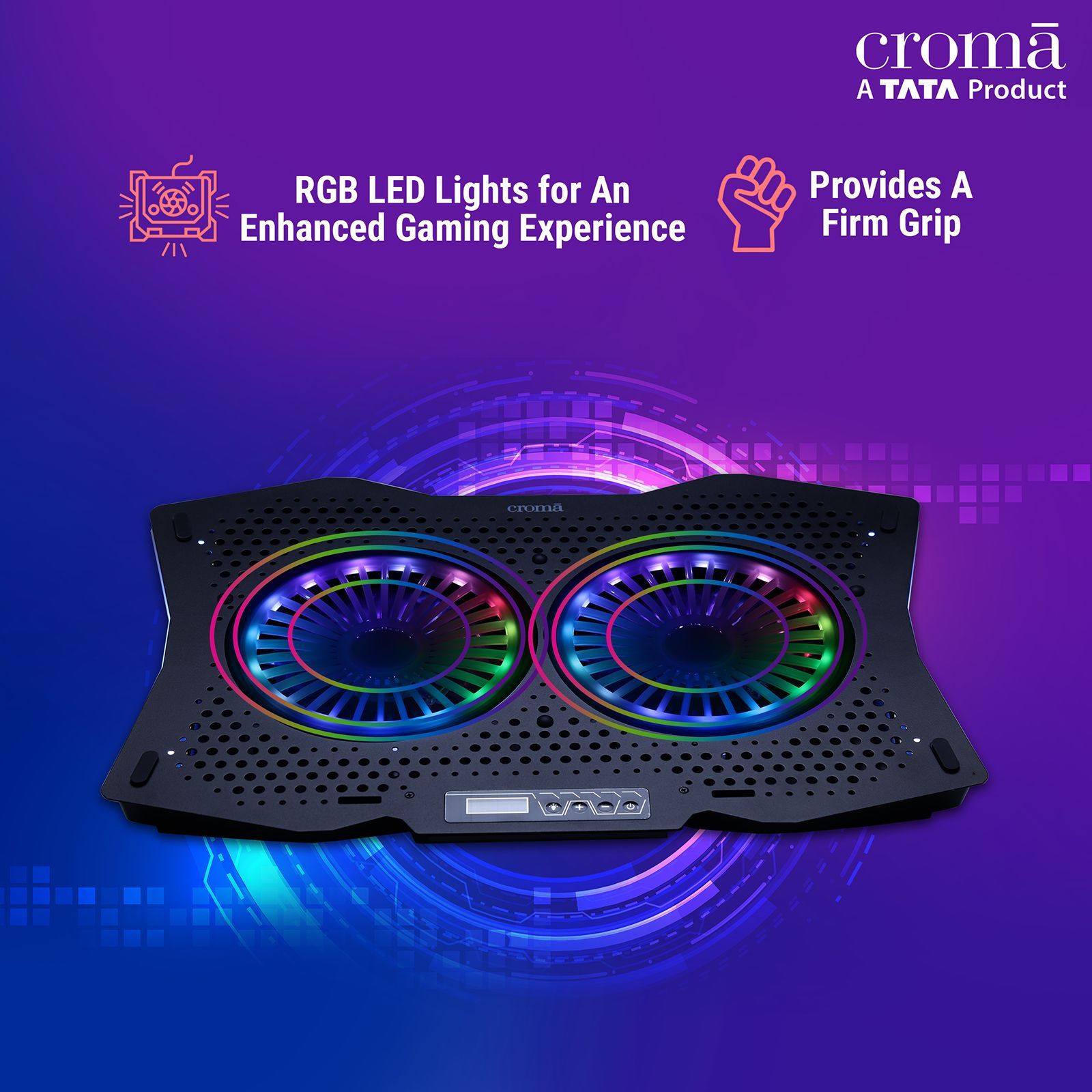 Croma DCX-AA4 Cooling Pad for Laptops upto 18 Inch (RGB LED, Black)_6
