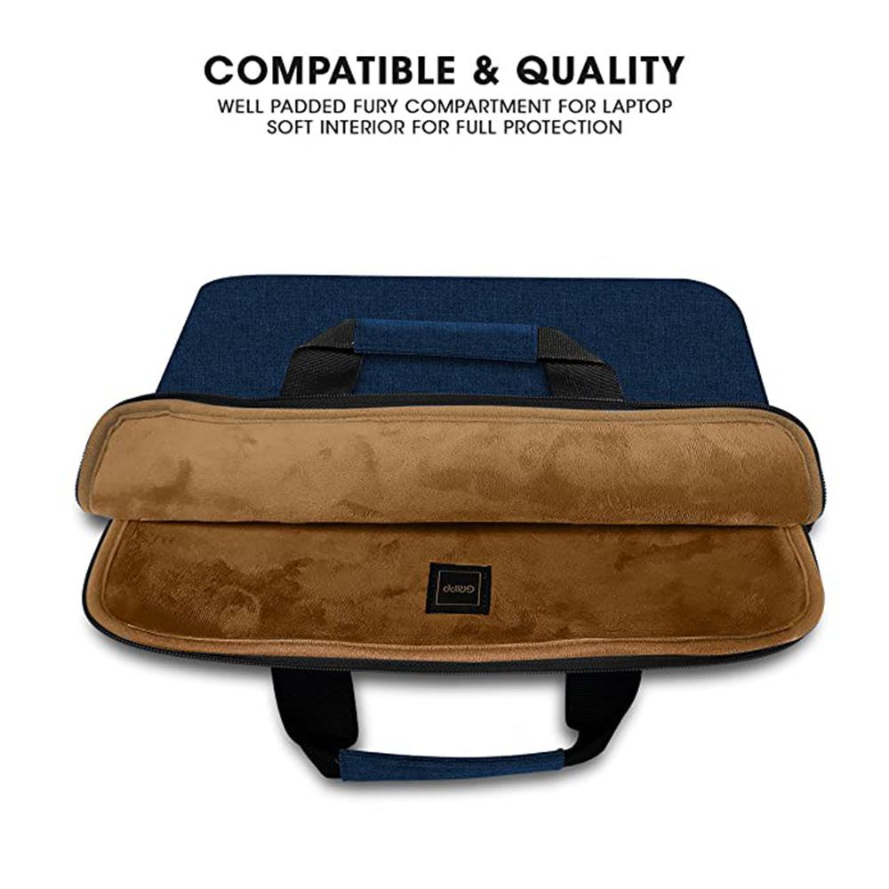 GRIPP Lecon Polyurethane Leather, Velvet Laptop Sleeve for 13.3 & 14 Inch Laptop (Water Repellent, Blue)_8