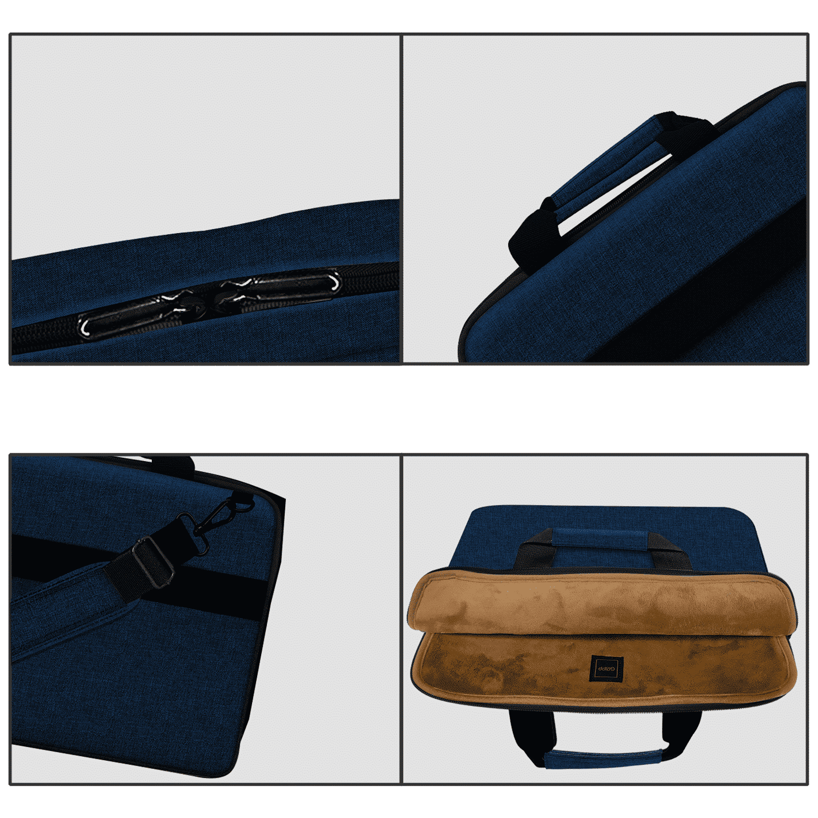 GRIPP Lecon Polyurethane Leather, Velvet Laptop Sleeve for 13.3 & 14 Inch Laptop (Water Repellent, Blue)_9